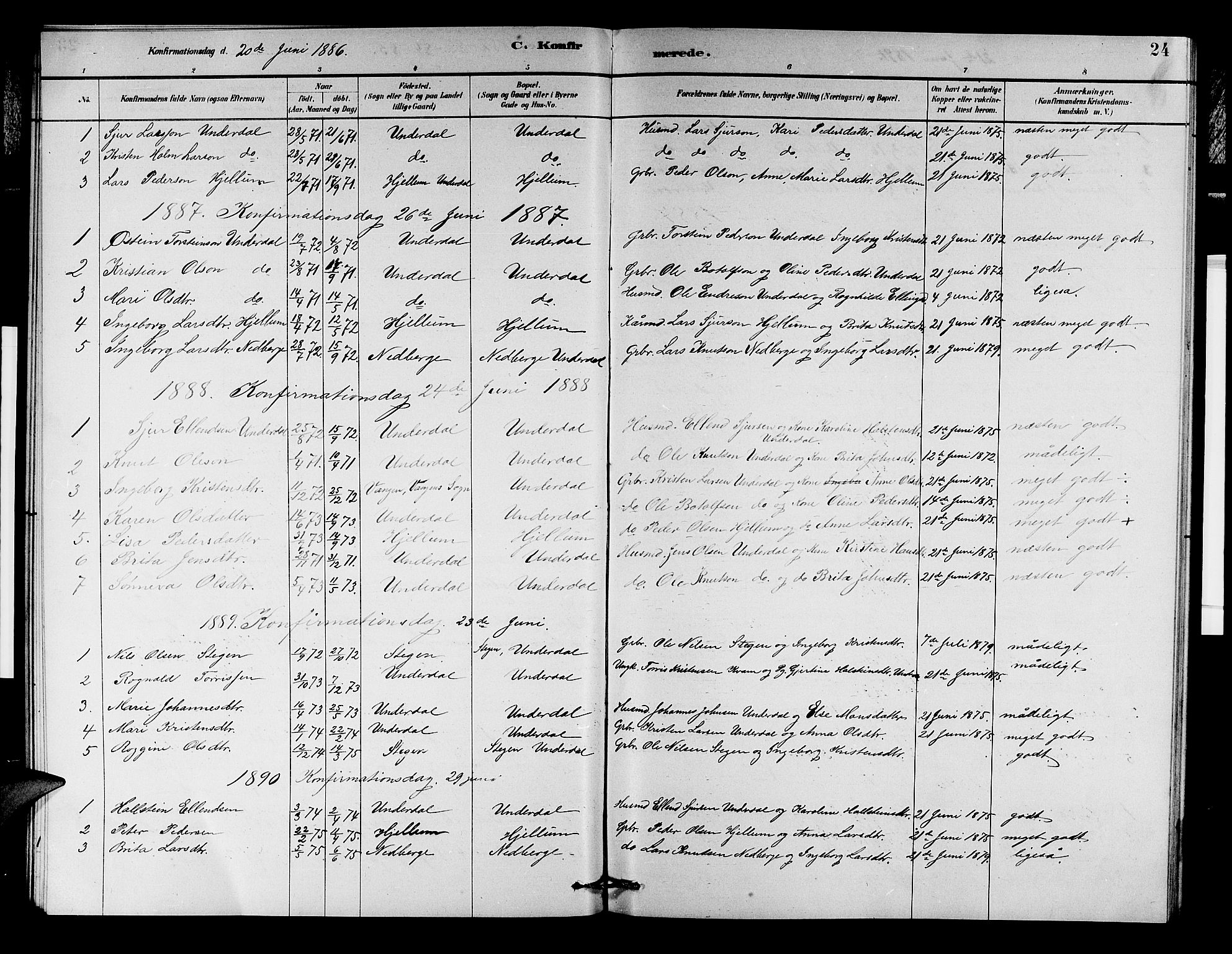 Aurland sokneprestembete, AV/SAB-A-99937/H/Hb/Hbd/L0002: Klokkerbok nr. D 2, 1883-1920, s. 24