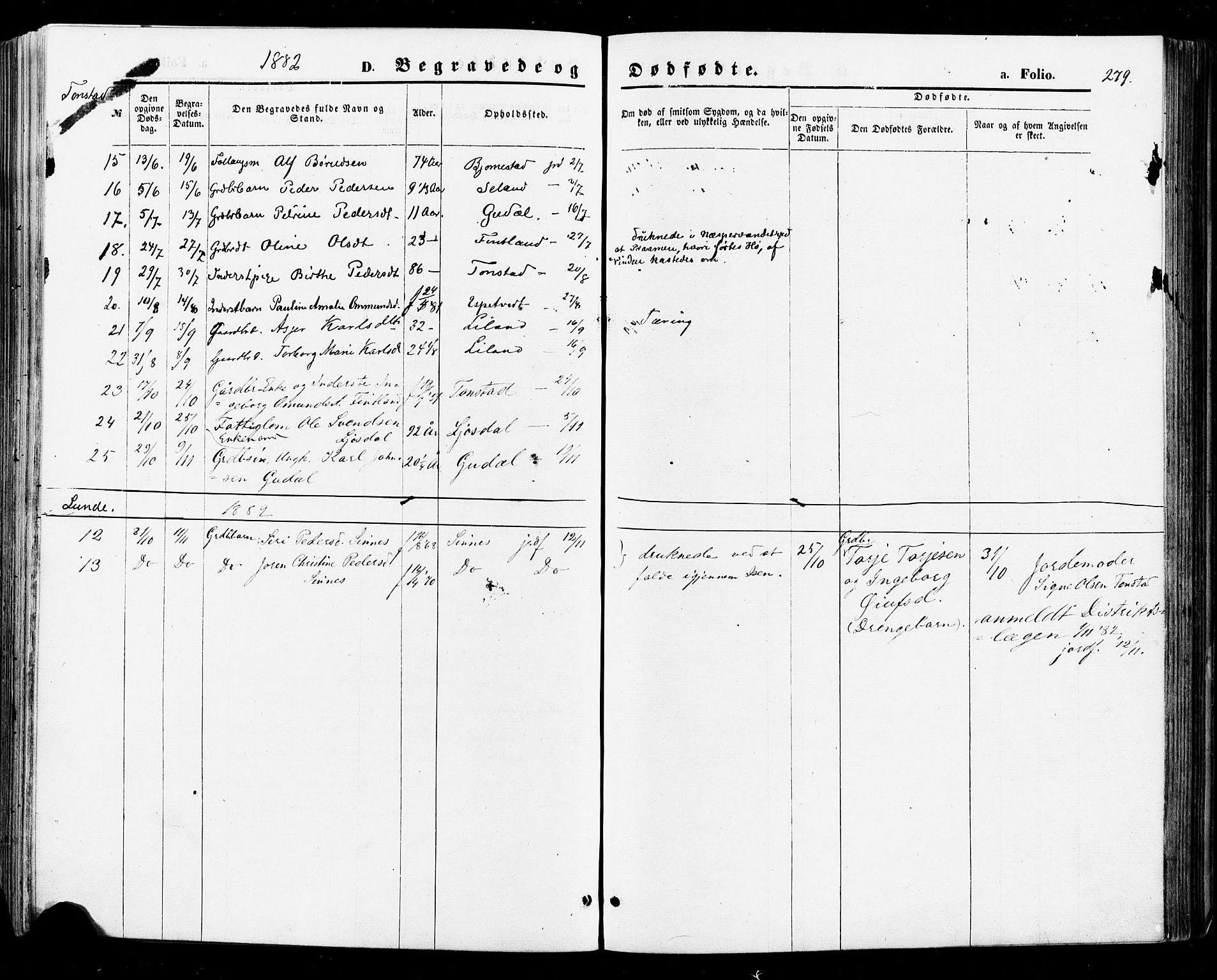 Sirdal sokneprestkontor, AV/SAK-1111-0036/F/Fa/Fab/L0003: Ministerialbok nr. A 3, 1874-1886, s. 279