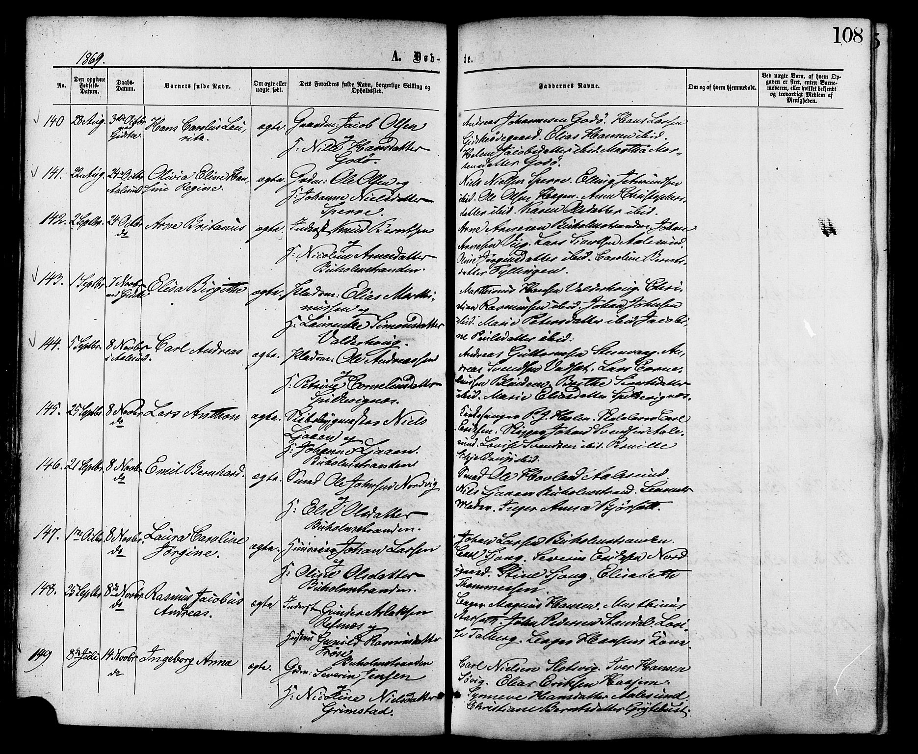 Ministerialprotokoller, klokkerbøker og fødselsregistre - Møre og Romsdal, AV/SAT-A-1454/528/L0399: Ministerialbok nr. 528A10, 1864-1879, s. 108