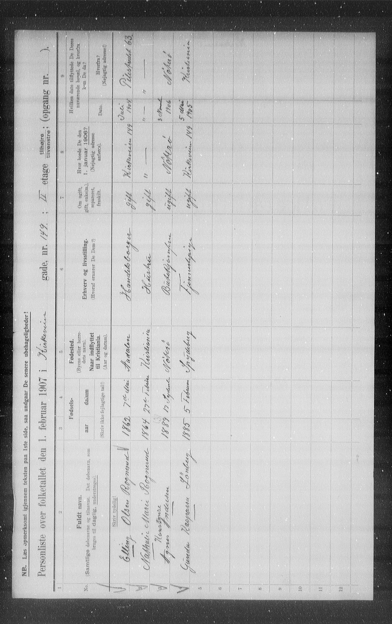 OBA, Kommunal folketelling 1.2.1907 for Kristiania kjøpstad, 1907, s. 26146