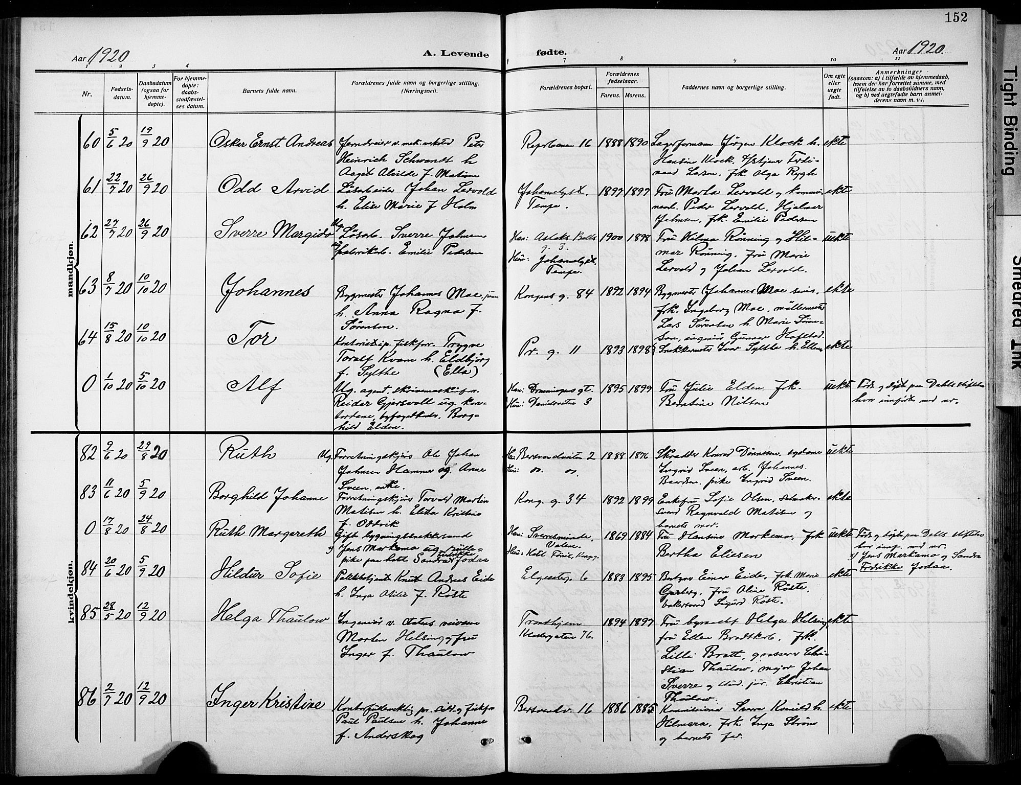 Ministerialprotokoller, klokkerbøker og fødselsregistre - Sør-Trøndelag, SAT/A-1456/601/L0096: Klokkerbok nr. 601C14, 1911-1931, s. 152