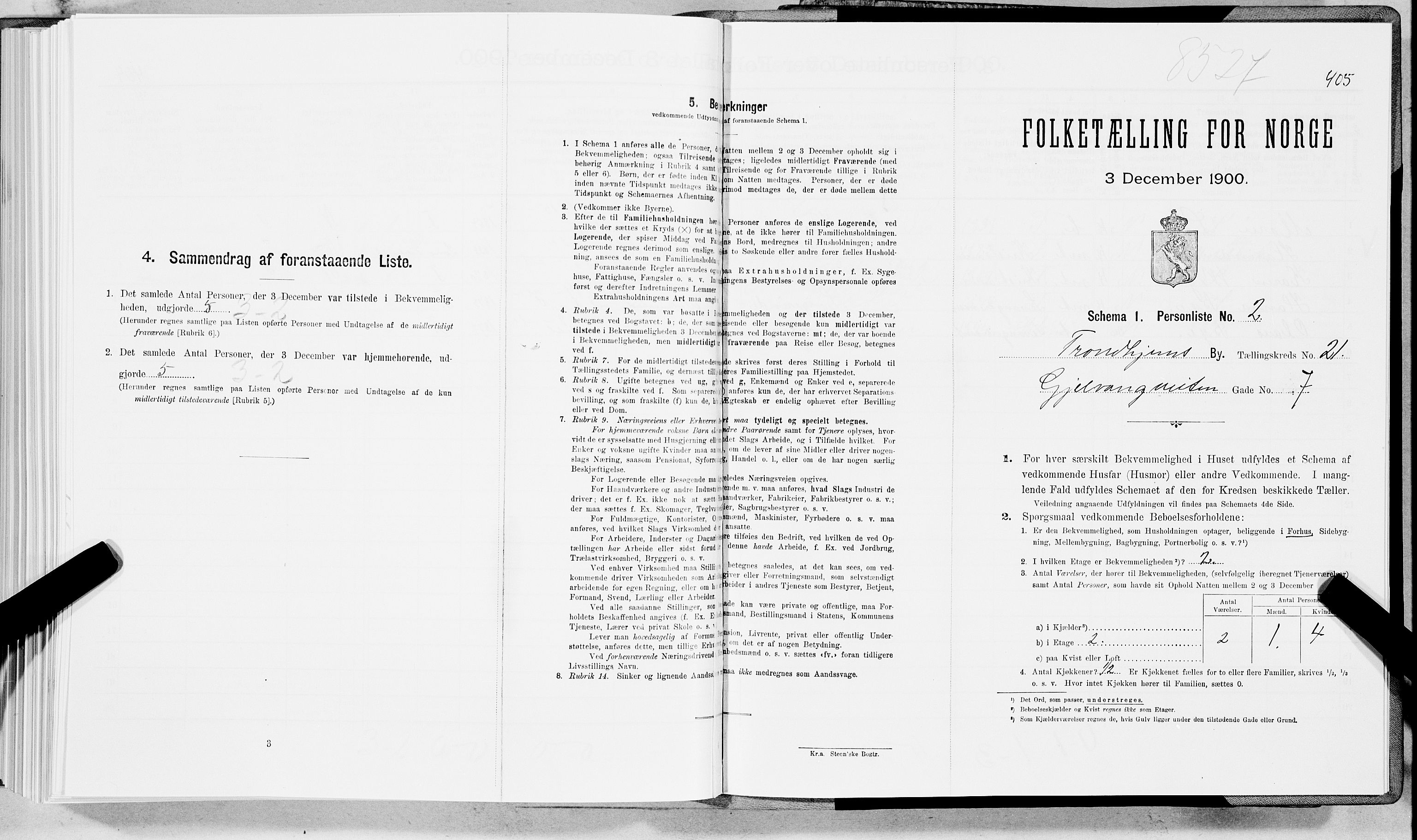 SAT, Folketelling 1900 for 1601 Trondheim kjøpstad, 1900, s. 3470