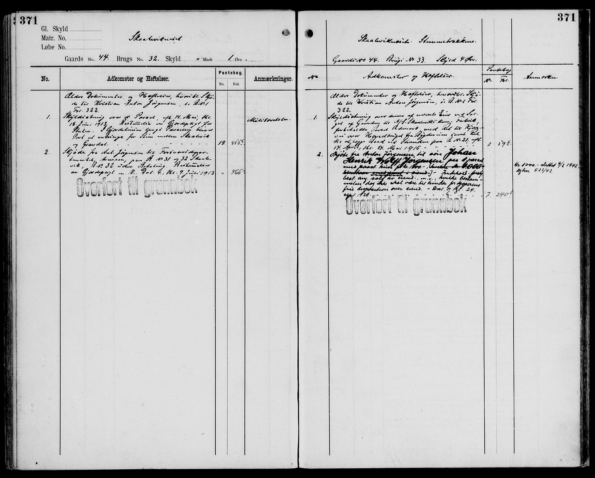 Midhordland sorenskriveri, AV/SAB-A-3001/1/G/Ga/Gab/L0107: Panteregister nr. II.A.b.107, s. 371