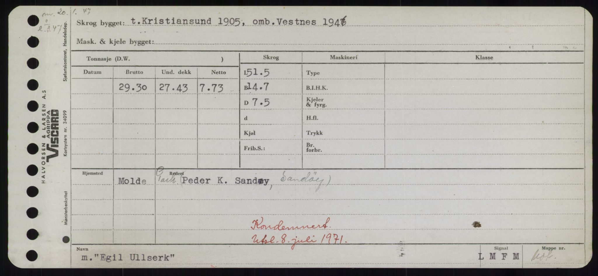 Sjøfartsdirektoratet med forløpere, Skipsmålingen, RA/S-1627/H/Hd/L0009: Fartøy, E, s. 97