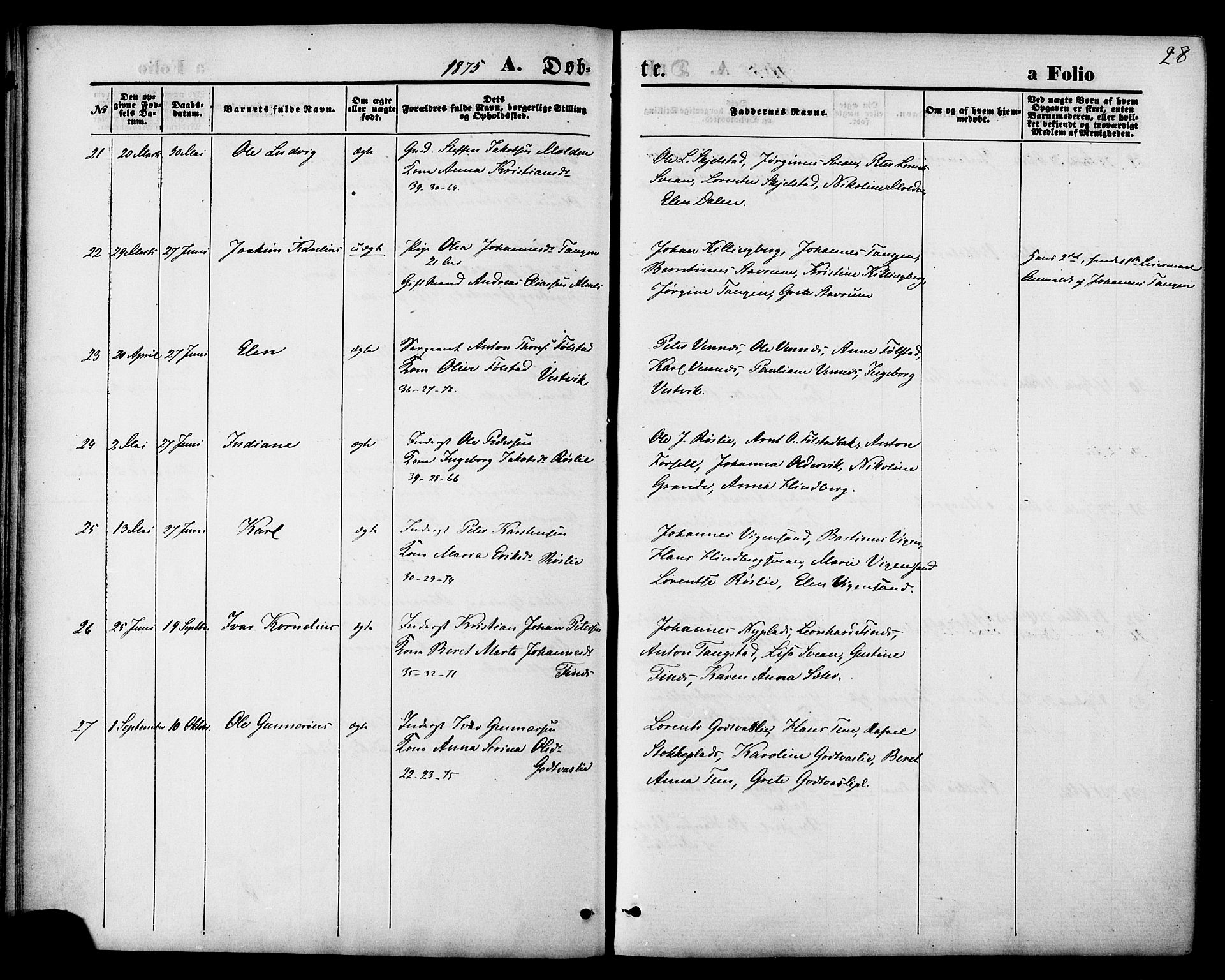 Ministerialprotokoller, klokkerbøker og fødselsregistre - Nord-Trøndelag, SAT/A-1458/744/L0419: Ministerialbok nr. 744A03, 1867-1881, s. 28