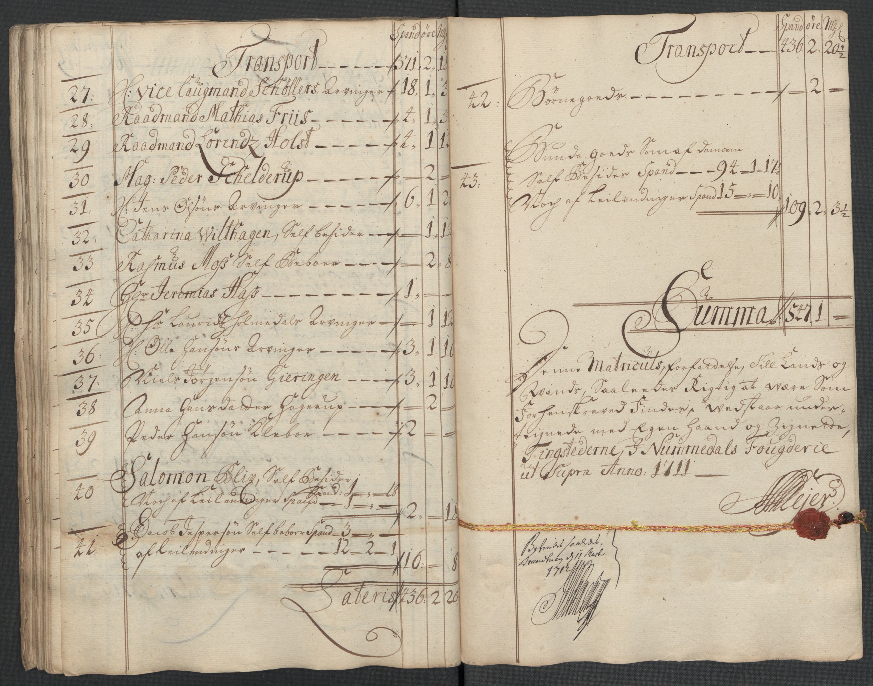 Rentekammeret inntil 1814, Reviderte regnskaper, Fogderegnskap, AV/RA-EA-4092/R64/L4432: Fogderegnskap Namdal, 1711, s. 93