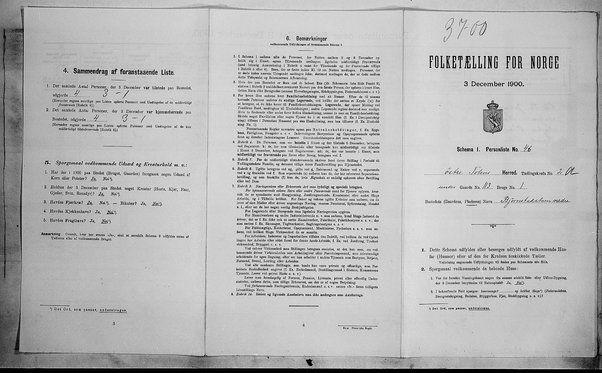 SAH, Folketelling 1900 for 0528 Østre Toten herred, 1900, s. 435
