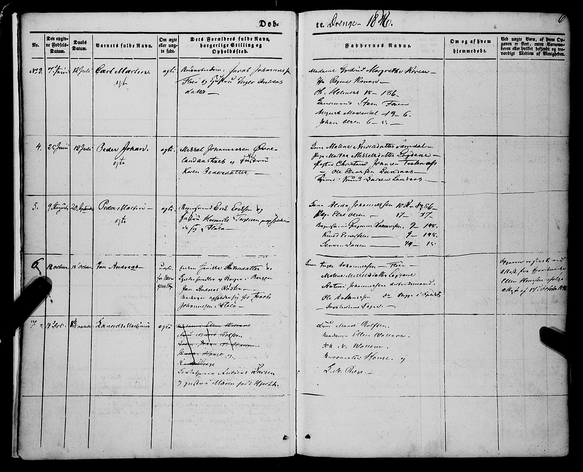 St. Jørgens hospital og Årstad sokneprestembete, AV/SAB-A-99934: Ministerialbok nr. A 4, 1844-1863, s. 6