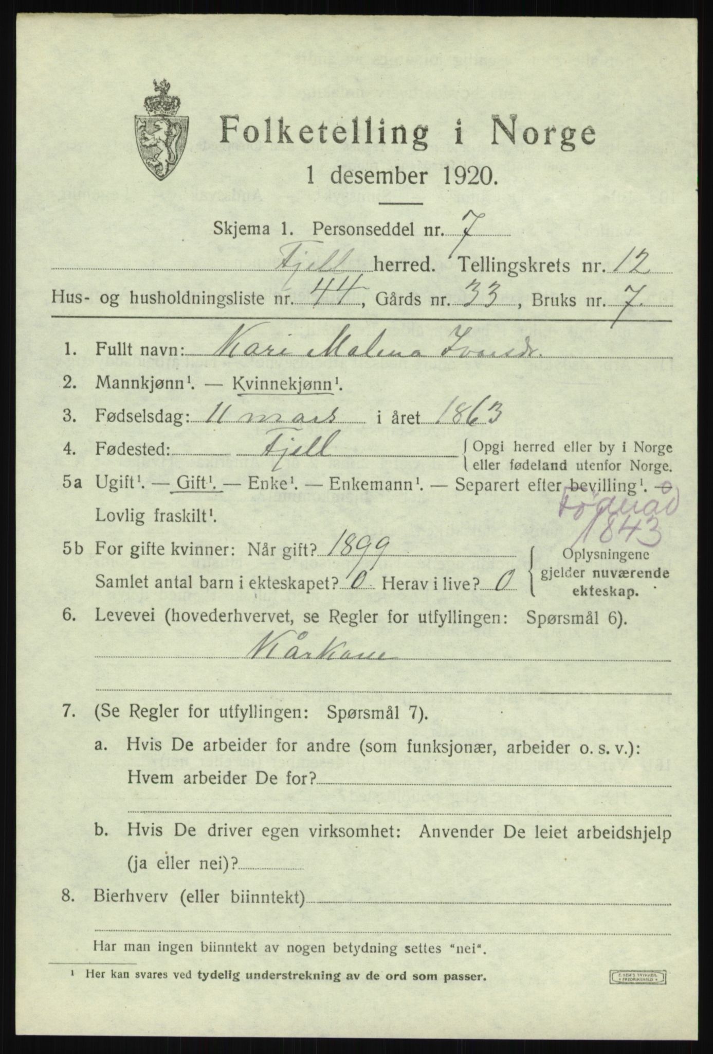 SAB, Folketelling 1920 for 1246 Fjell herred, 1920, s. 11326