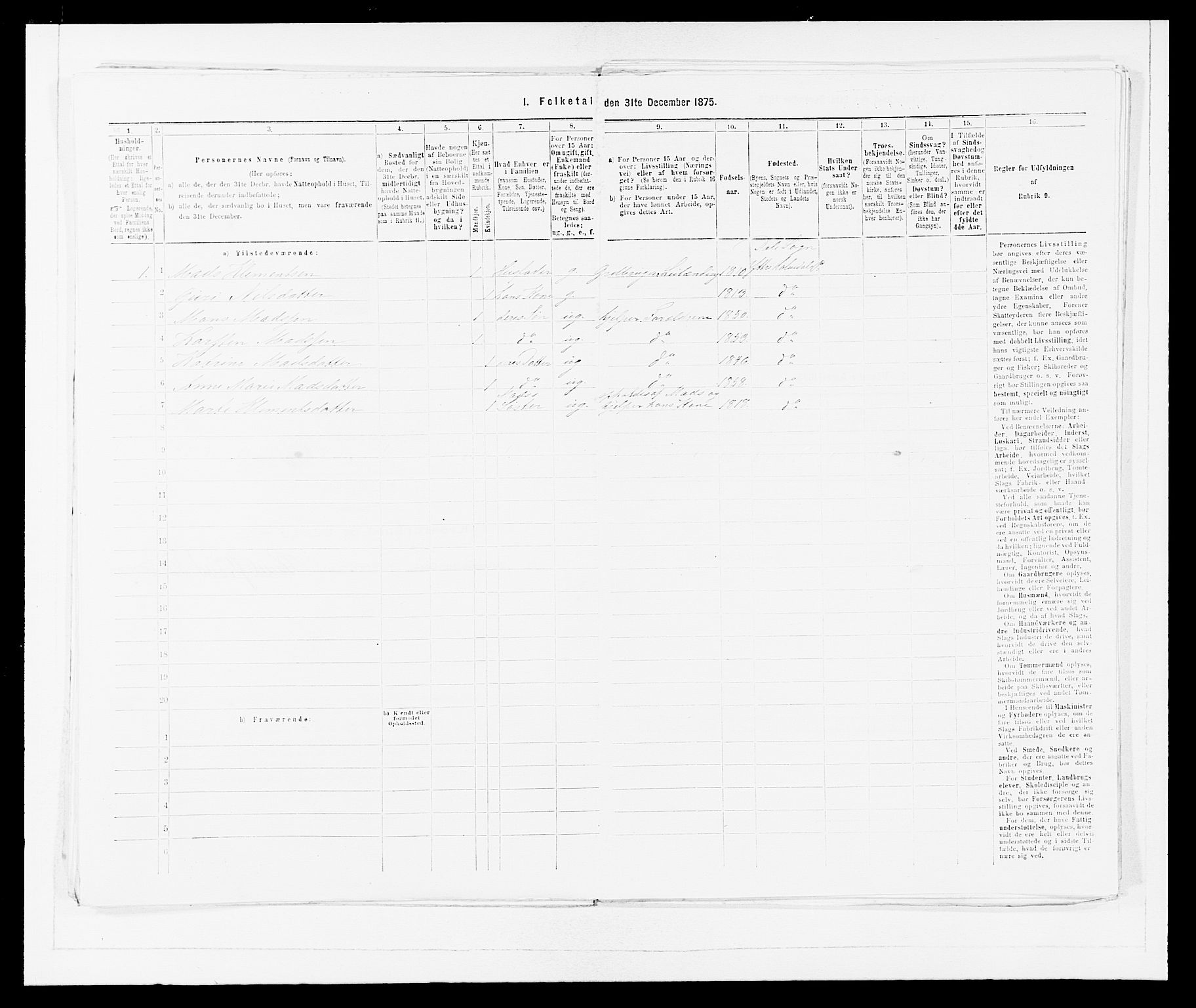 SAB, Folketelling 1875 for 1429P Ytre Holmedal prestegjeld, 1875, s. 958