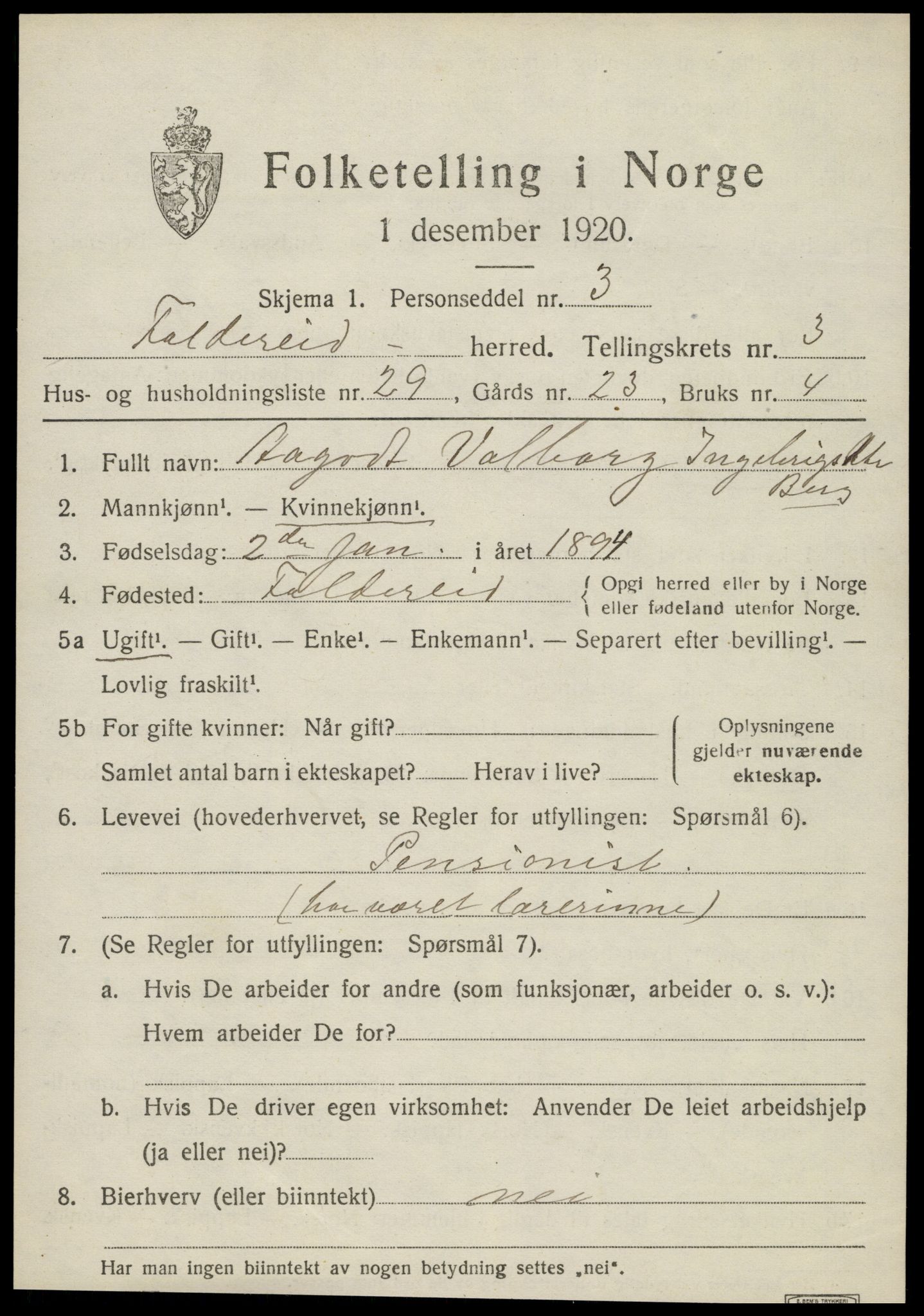 SAT, Folketelling 1920 for 1753 Foldereid herred, 1920, s. 1508