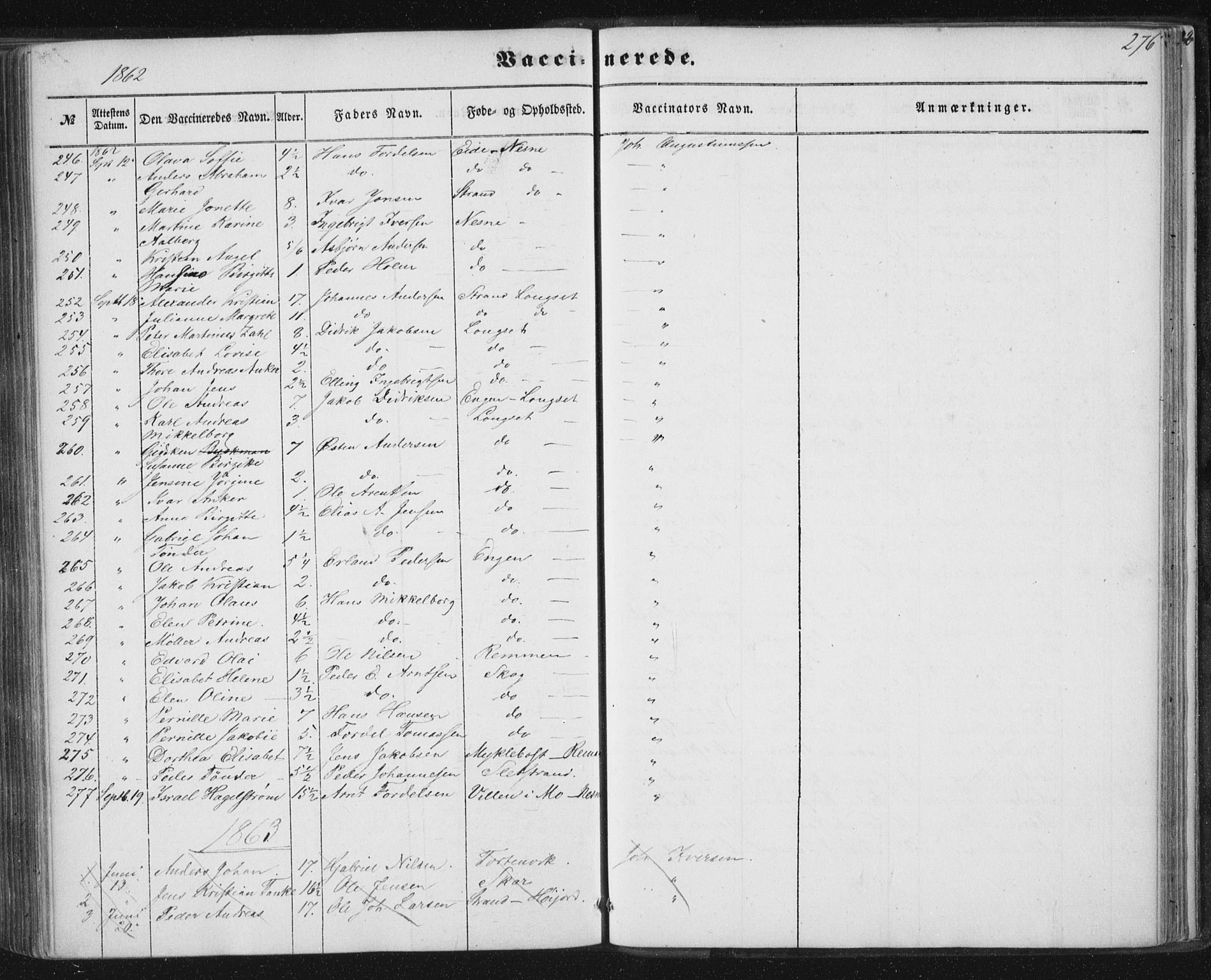 Ministerialprotokoller, klokkerbøker og fødselsregistre - Nordland, AV/SAT-A-1459/838/L0550: Ministerialbok nr. 838A08, 1855-1865, s. 276