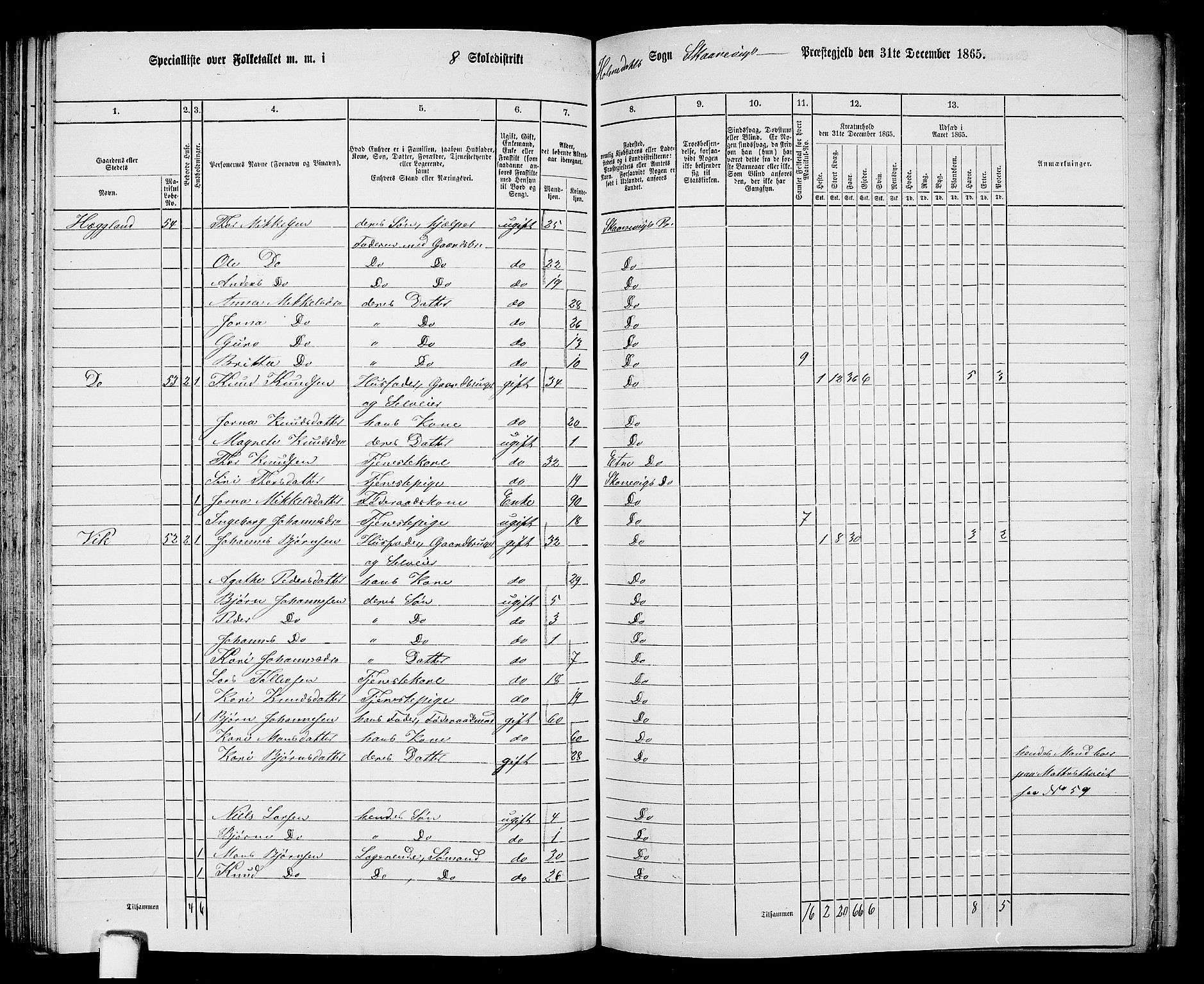 RA, Folketelling 1865 for 1212P Skånevik prestegjeld, 1865, s. 122