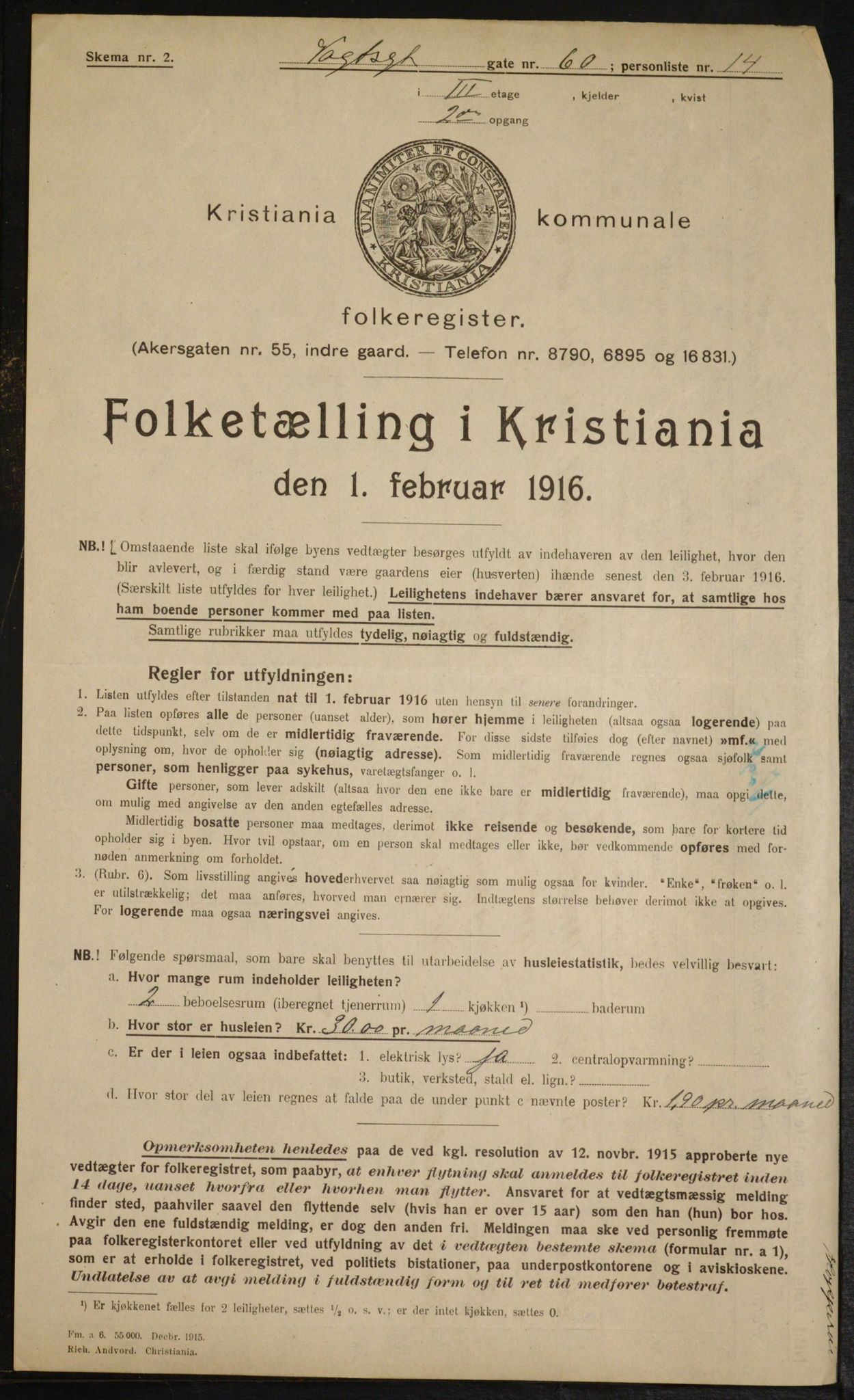 OBA, Kommunal folketelling 1.2.1916 for Kristiania, 1916, s. 129039