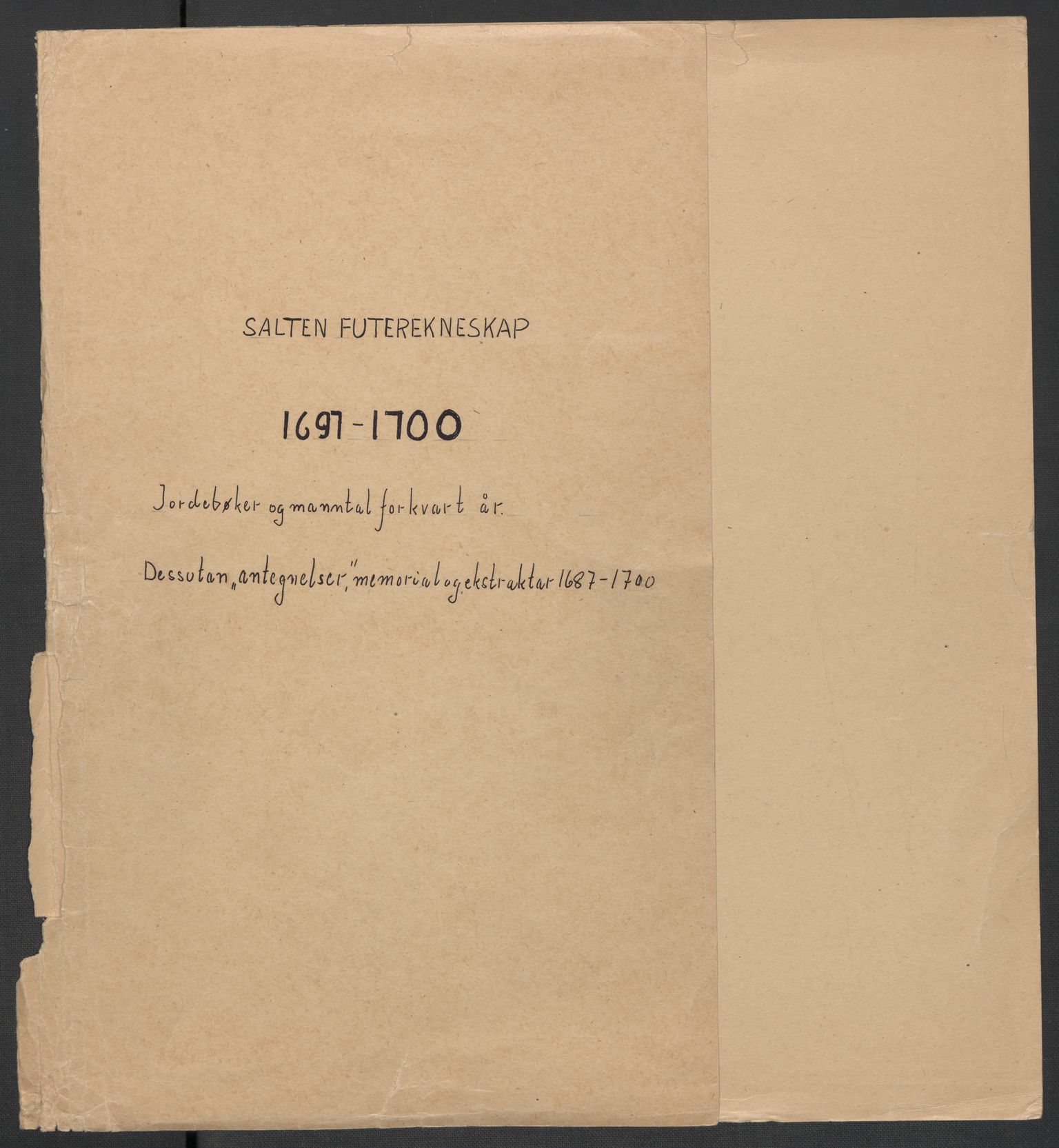 Rentekammeret inntil 1814, Reviderte regnskaper, Fogderegnskap, RA/EA-4092/R66/L4579: Fogderegnskap Salten, 1697-1700, s. 2