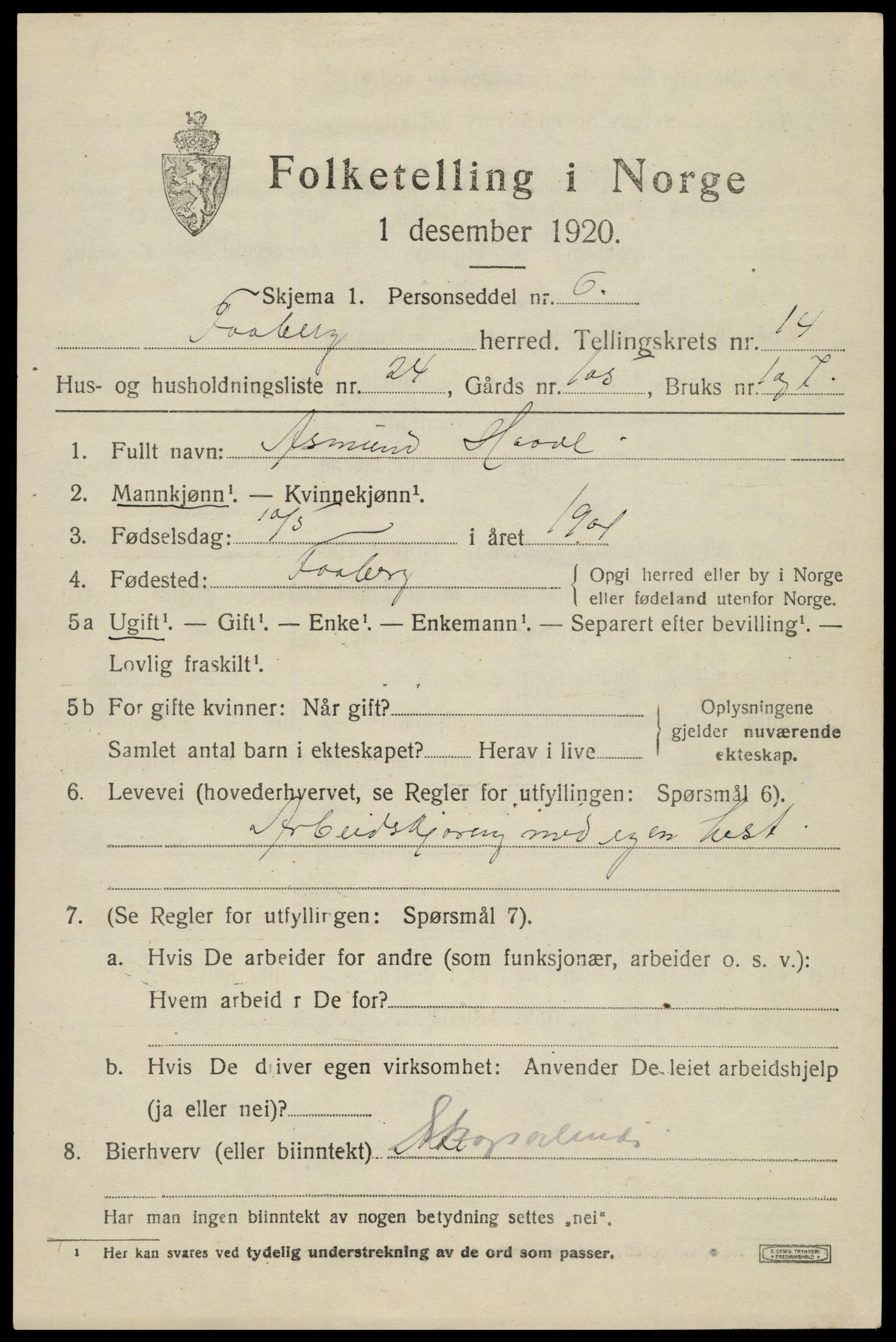 SAH, Folketelling 1920 for 0524 Fåberg herred, 1920, s. 15046