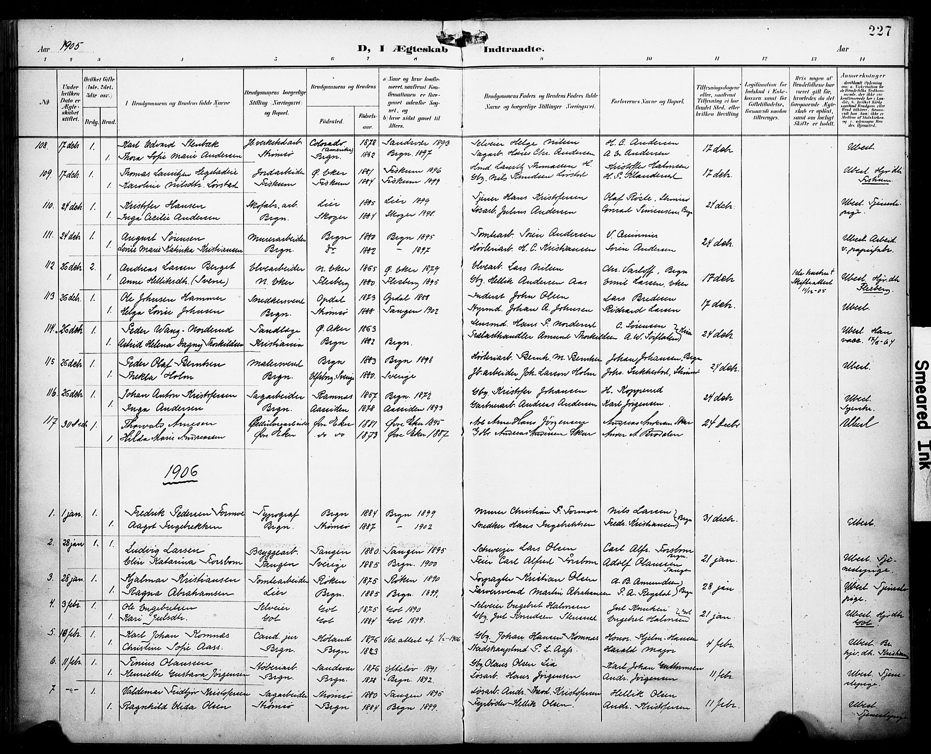 Bragernes kirkebøker, AV/SAKO-A-6/F/Fc/L0007: Ministerialbok nr. III 7, 1898-1909, s. 227