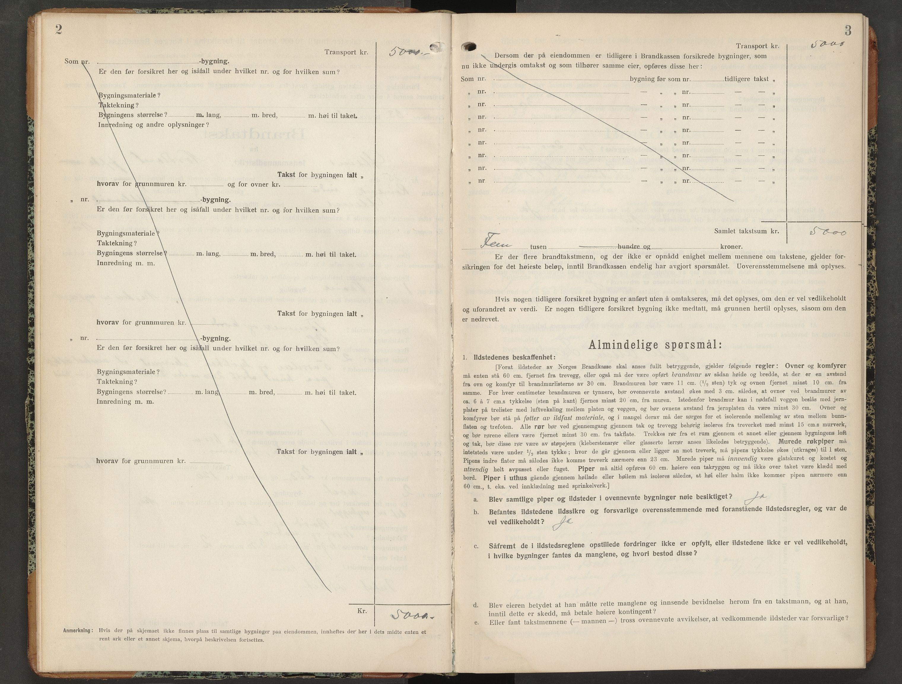 Norges Brannkasse Øksnes, AV/SAT-A-5589/Fb/L0008: Branntakstprotokoll, 1925-1930