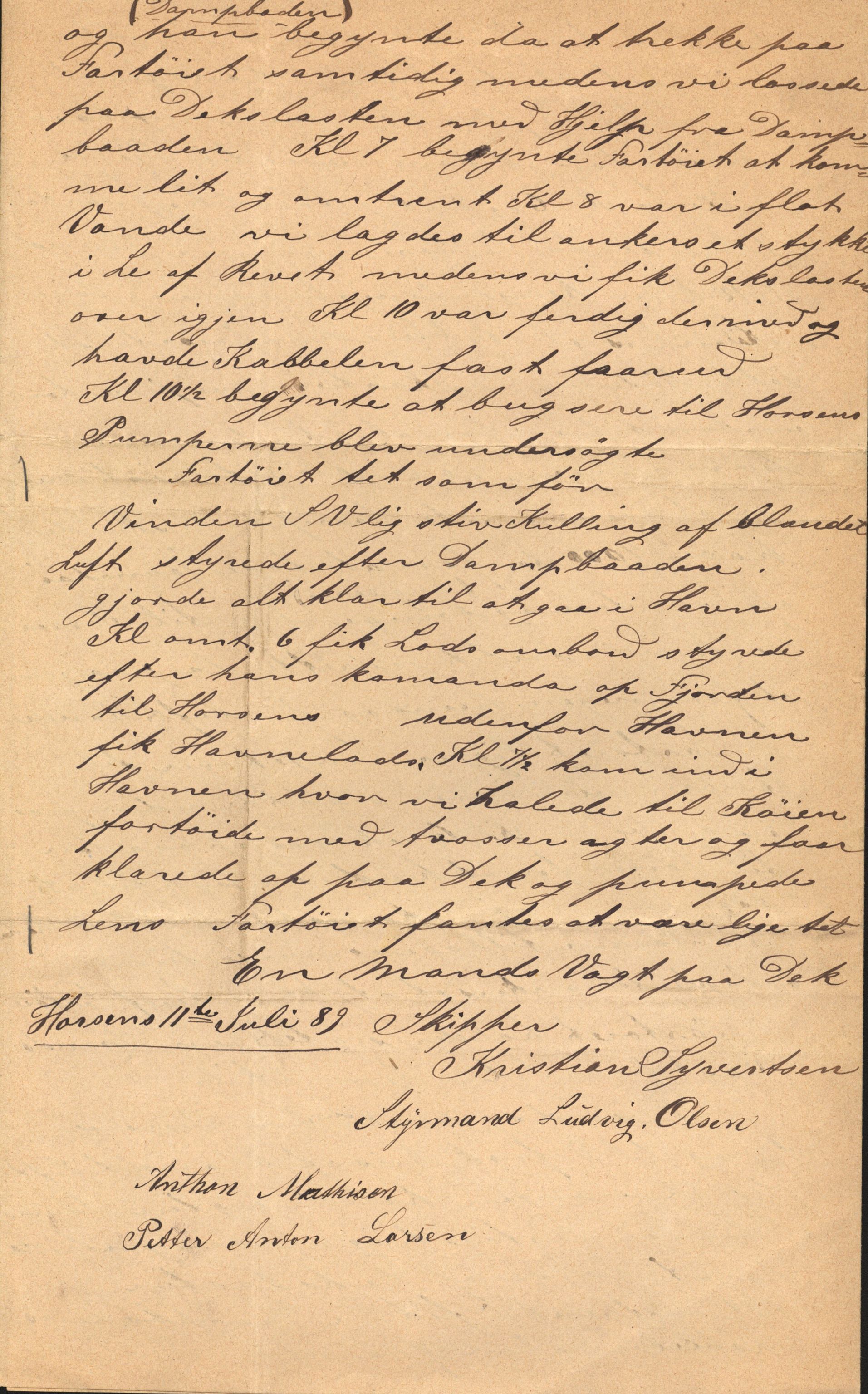 Pa 63 - Østlandske skibsassuranceforening, VEMU/A-1079/G/Ga/L0023/0011: Havaridokumenter / Joanchas, Lympha, Glengarin, Korsvei, Heldine, Sirius, 1889, s. 14