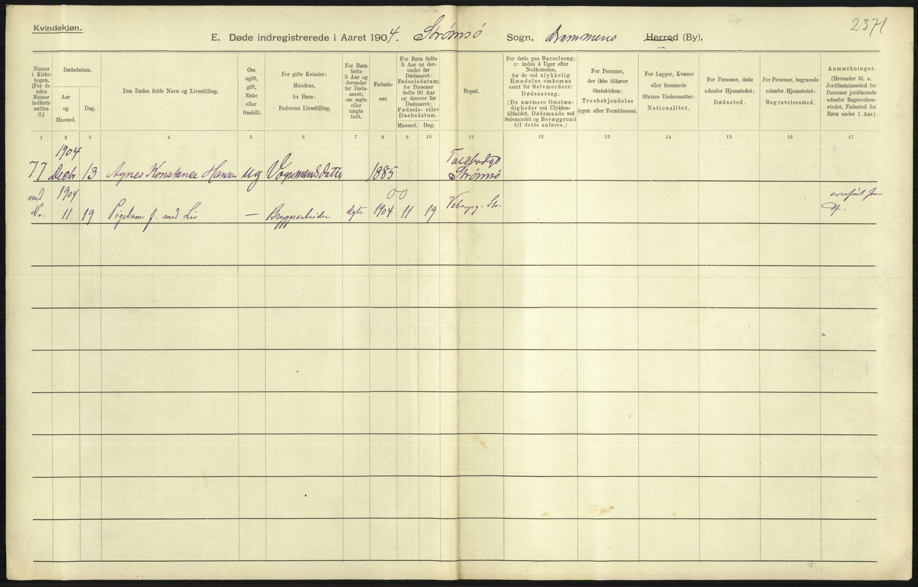 Statistisk sentralbyrå, Sosiodemografiske emner, Befolkning, AV/RA-S-2228/D/Df/Dfa/Dfab/L0007: Buskerud amt: Fødte, gifte, døde, 1904, s. 679