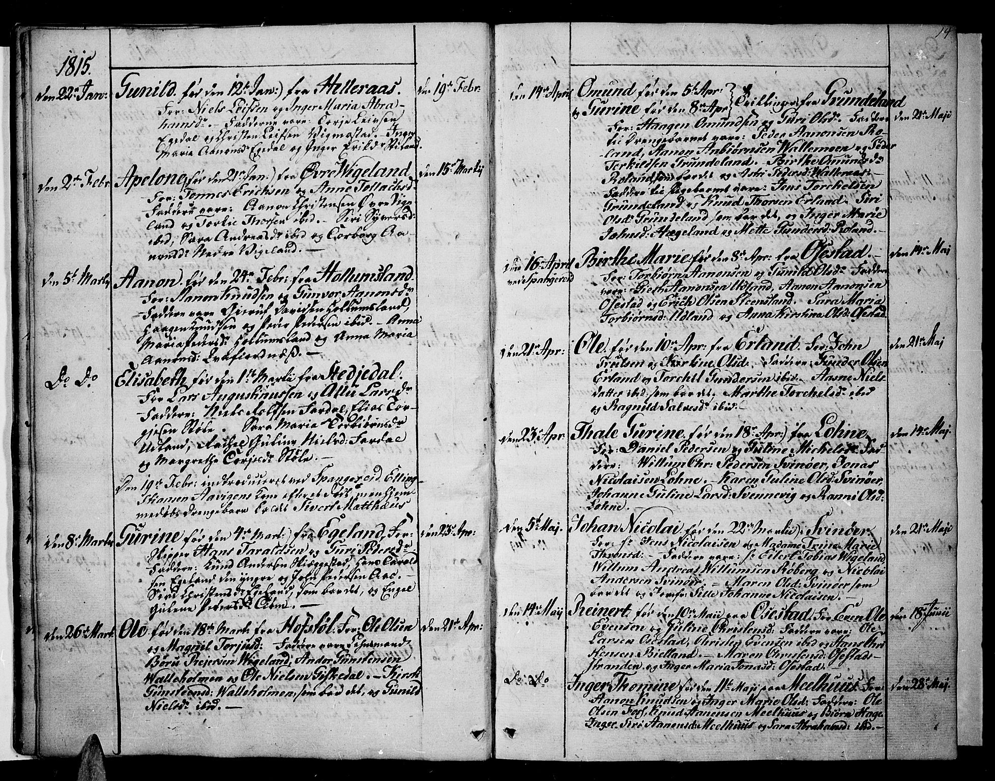 Sør-Audnedal sokneprestkontor, AV/SAK-1111-0039/F/Fa/Fab/L0004: Ministerialbok nr. A 4 /1, 1810-1815, s. 14