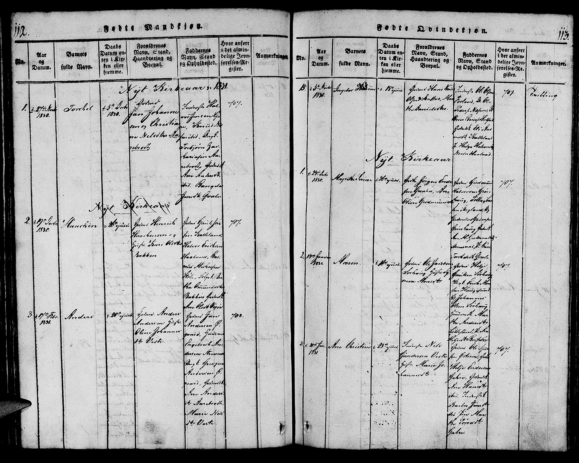 Torvastad sokneprestkontor, SAST/A -101857/H/Ha/Haa/L0004: Ministerialbok nr. A 4, 1817-1836, s. 112-113