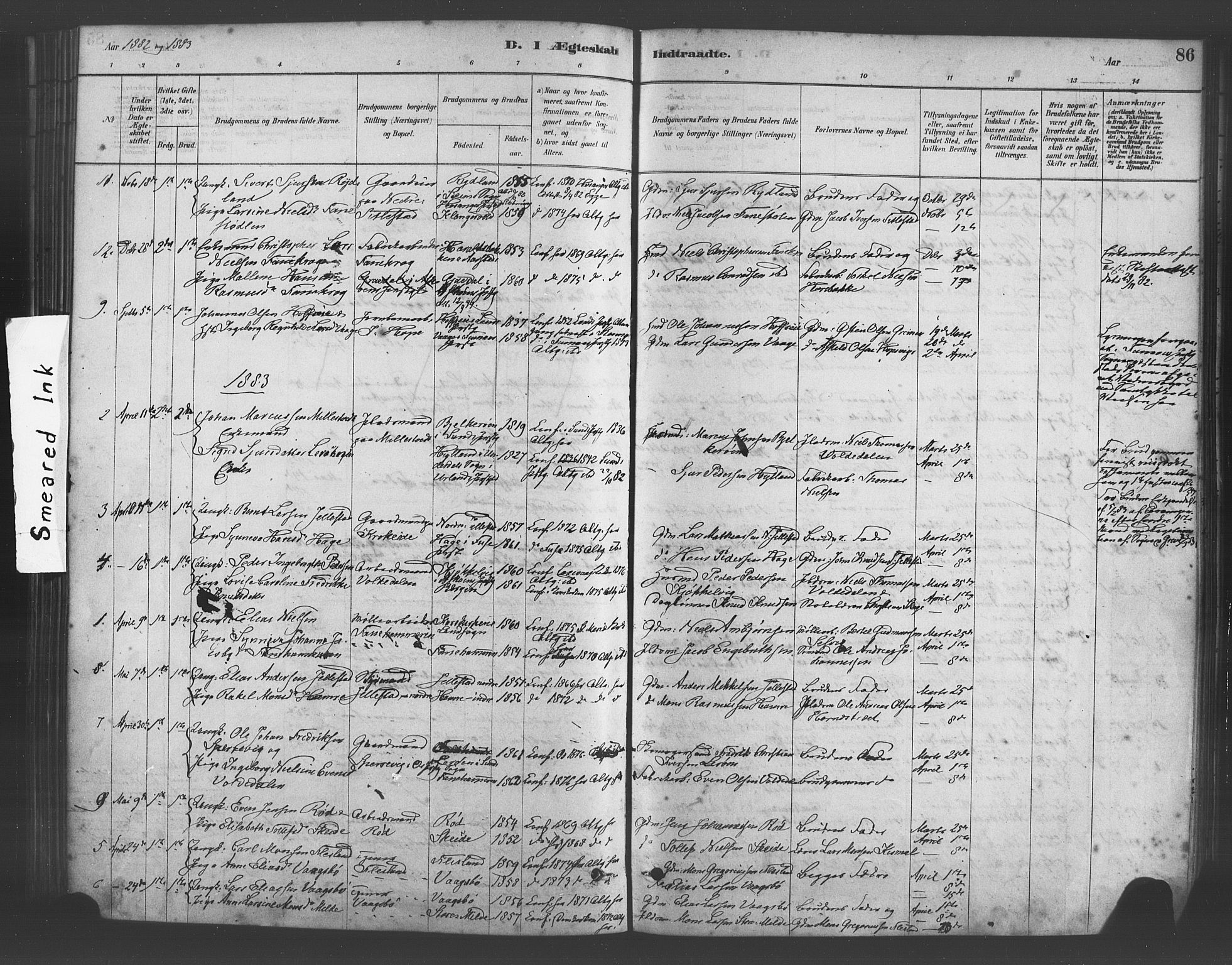 Fana Sokneprestembete, AV/SAB-A-75101/H/Haa/Haab/L0001: Ministerialbok nr. B 1, 1878-1889, s. 86