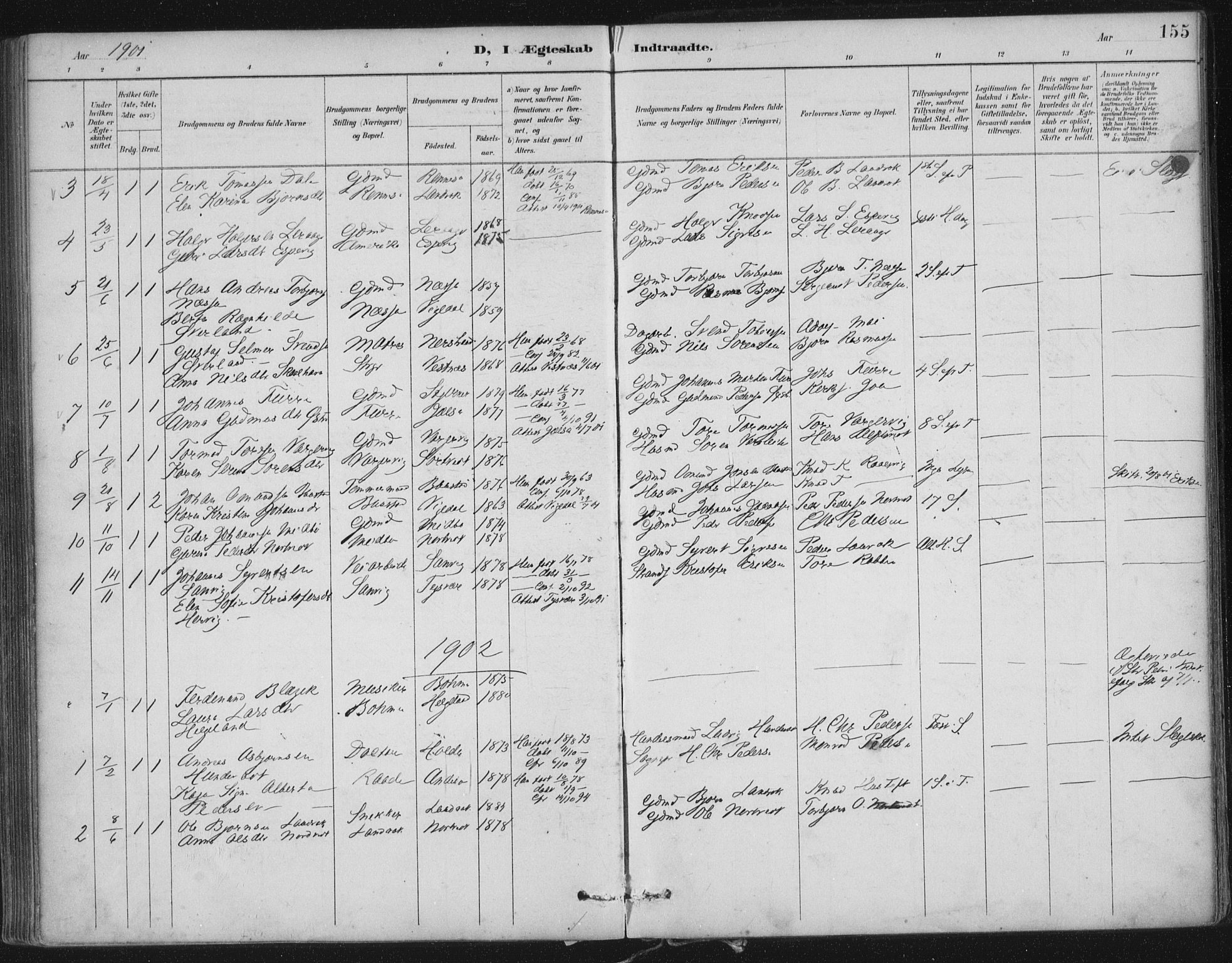 Nedstrand sokneprestkontor, SAST/A-101841/01/IV: Ministerialbok nr. A 12, 1887-1915, s. 155