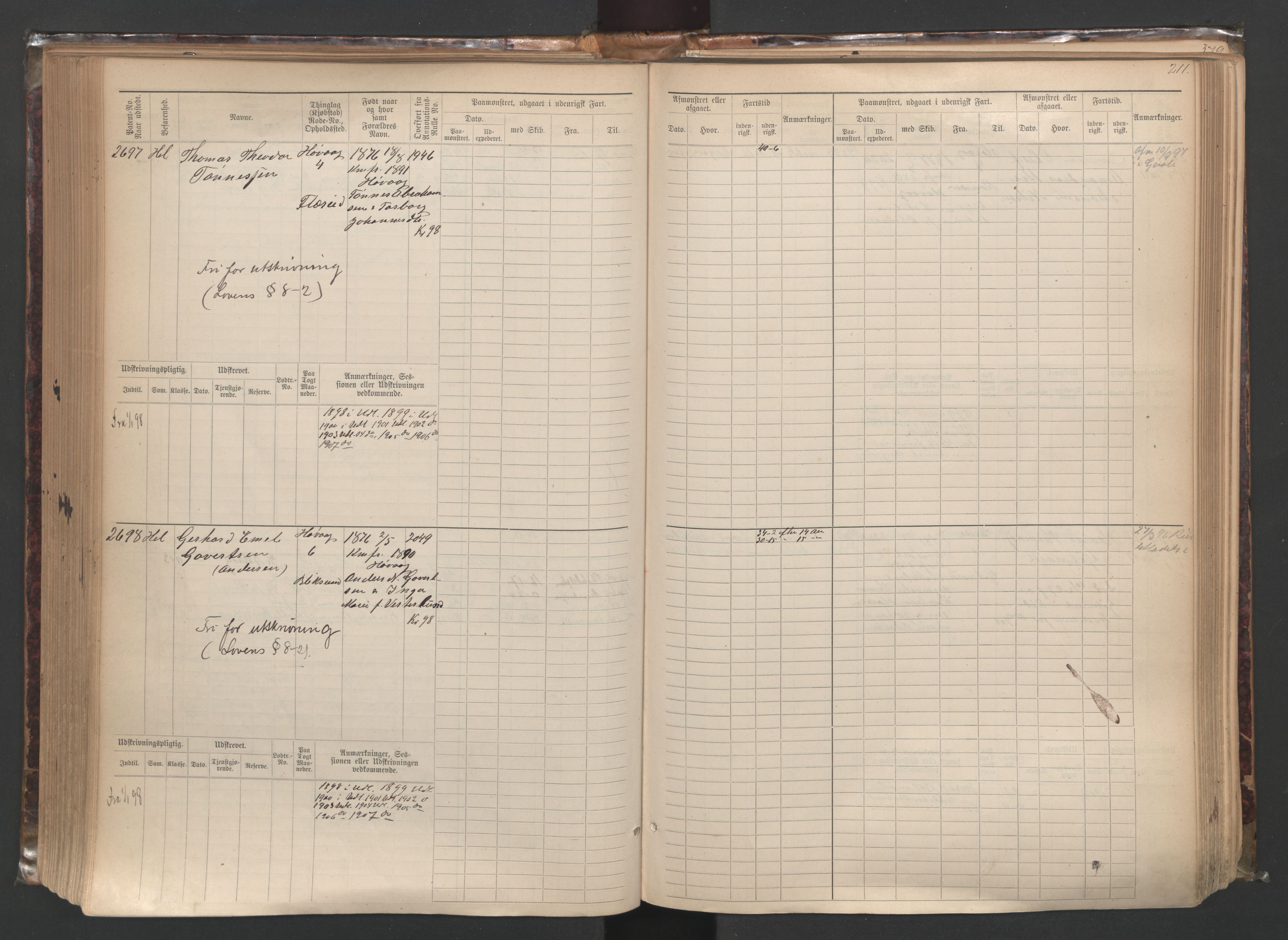 Lillesand mønstringskrets, AV/SAK-2031-0014/F/Fb/L0015: Hovedrulle nr 2279-3048, G-6, 1890-1910, s. 216