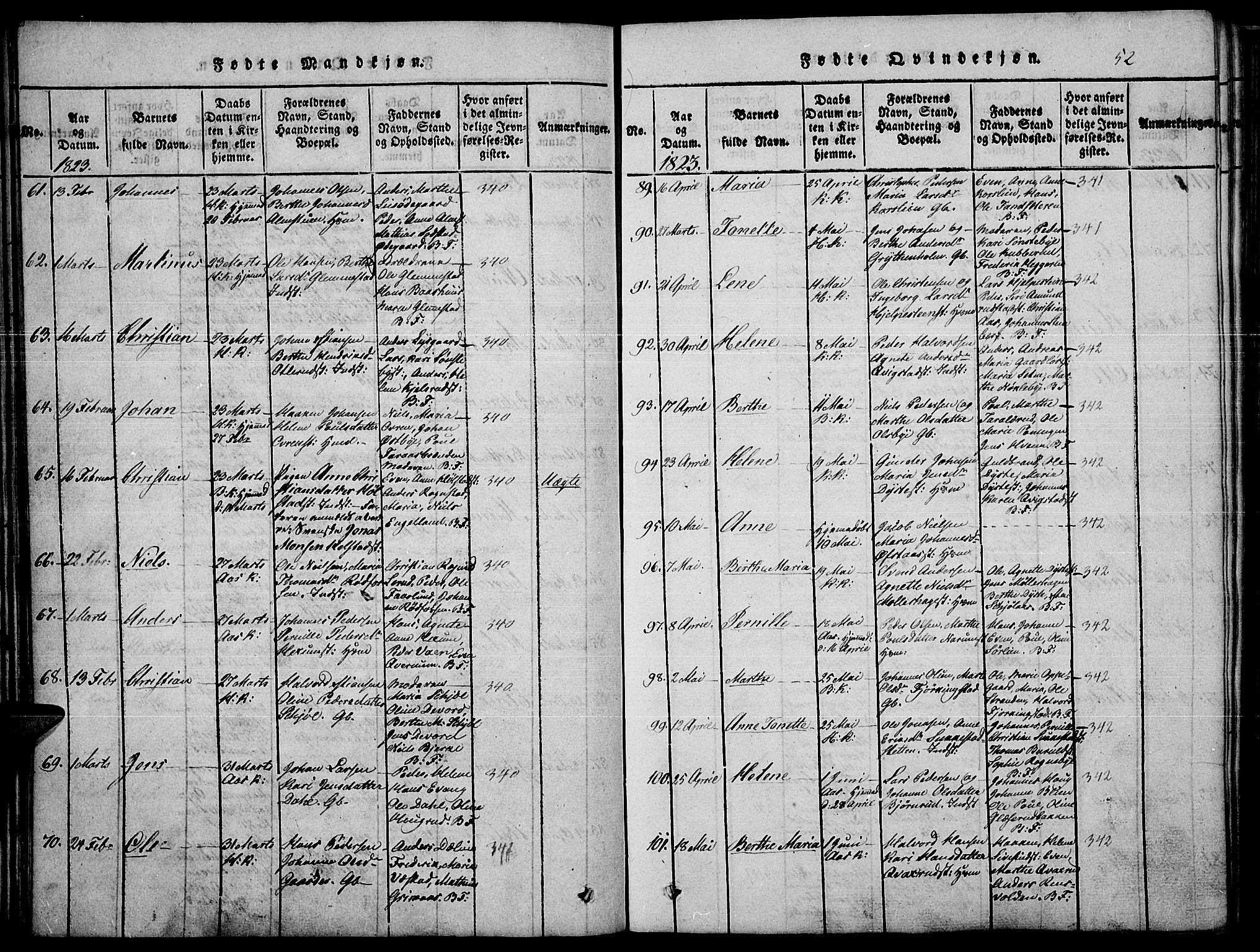 Toten prestekontor, SAH/PREST-102/H/Ha/Haa/L0010: Ministerialbok nr. 10, 1820-1828, s. 52
