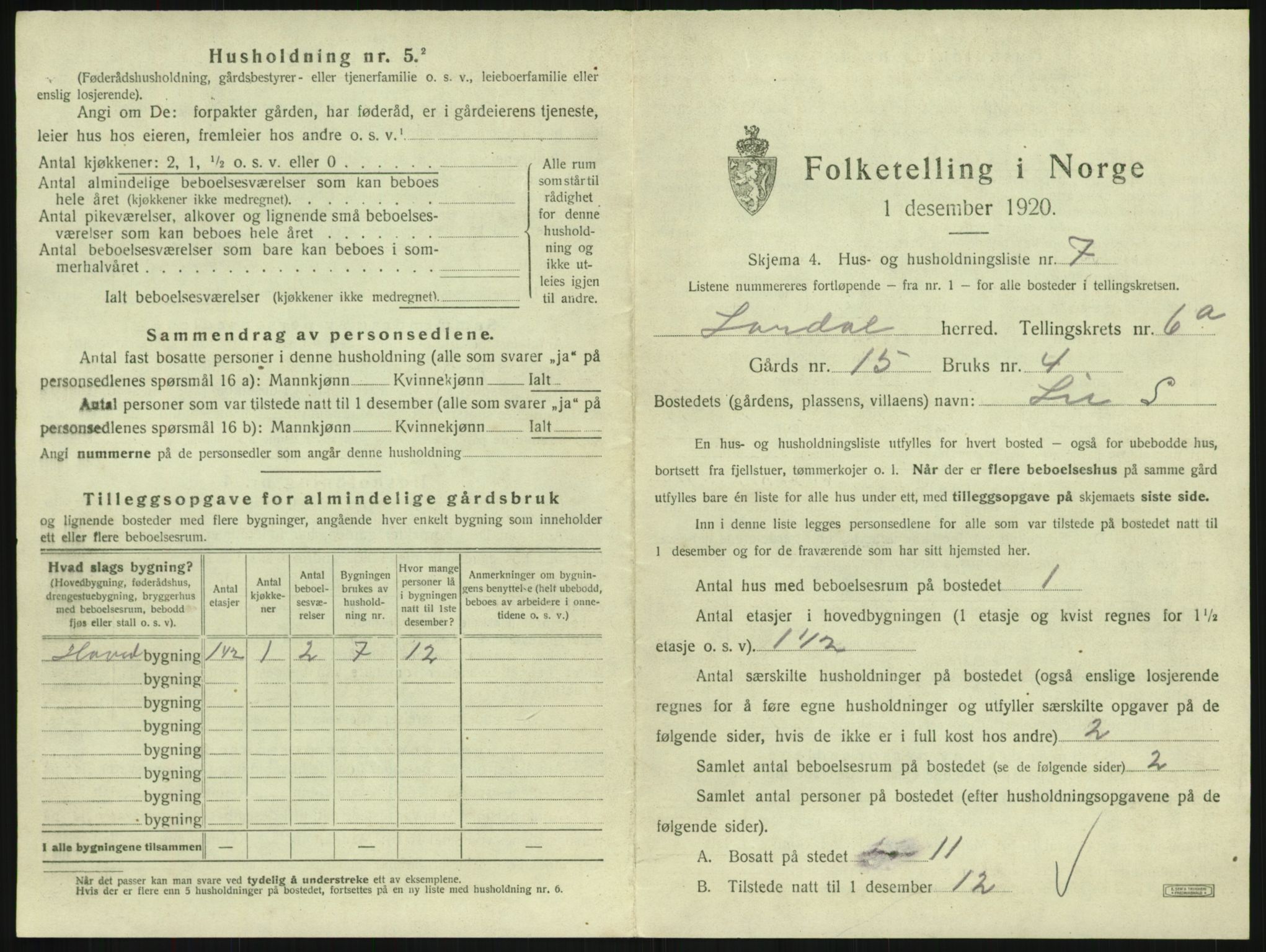 SAKO, Folketelling 1920 for 0728 Lardal herred, 1920, s. 885