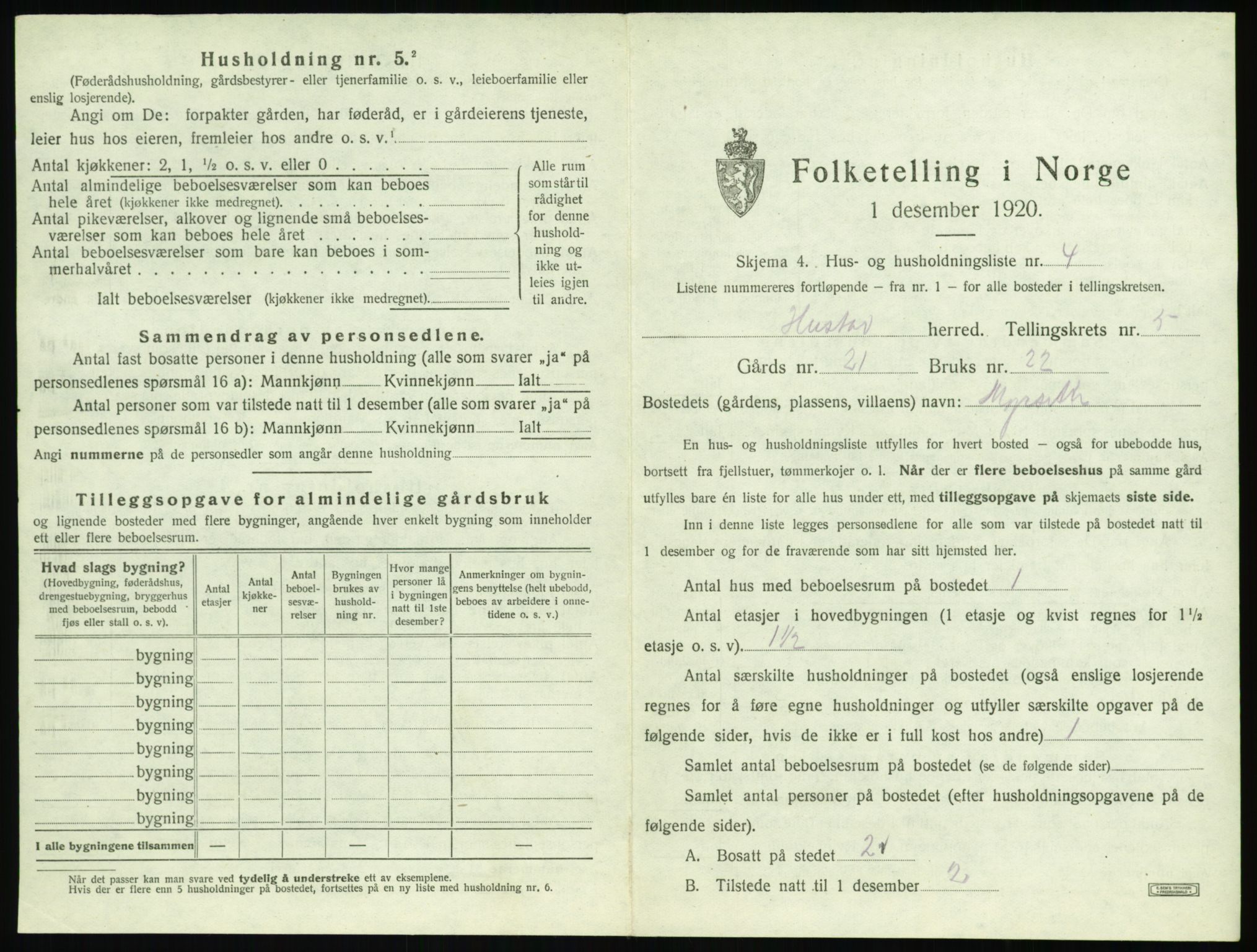 SAT, Folketelling 1920 for 1550 Hustad herred, 1920, s. 499