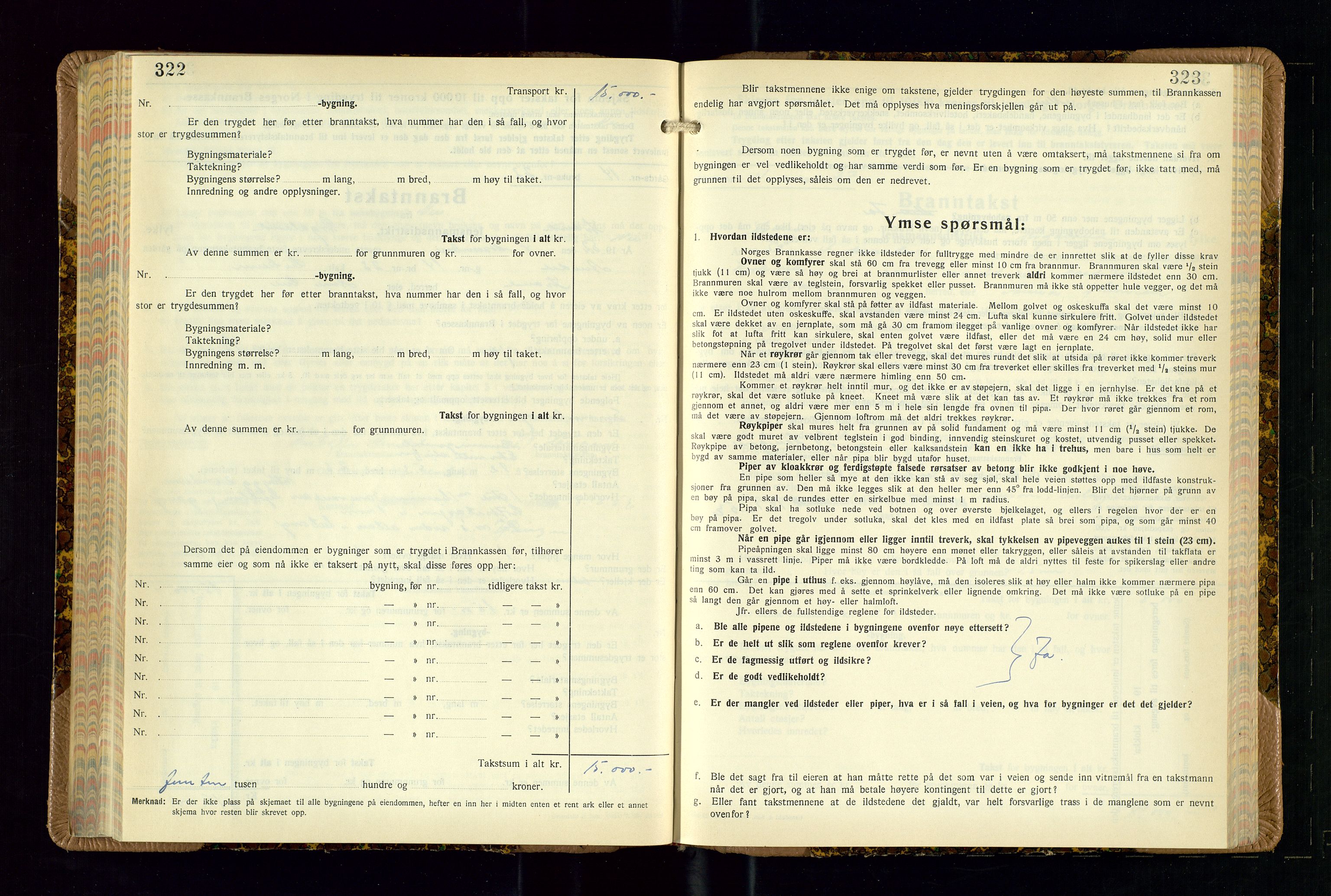 Strand og Forsand lensmannskontor, AV/SAST-A-100451/Gob/L0002: Branntakstprotokoll, 1942-1953, s. 322-323