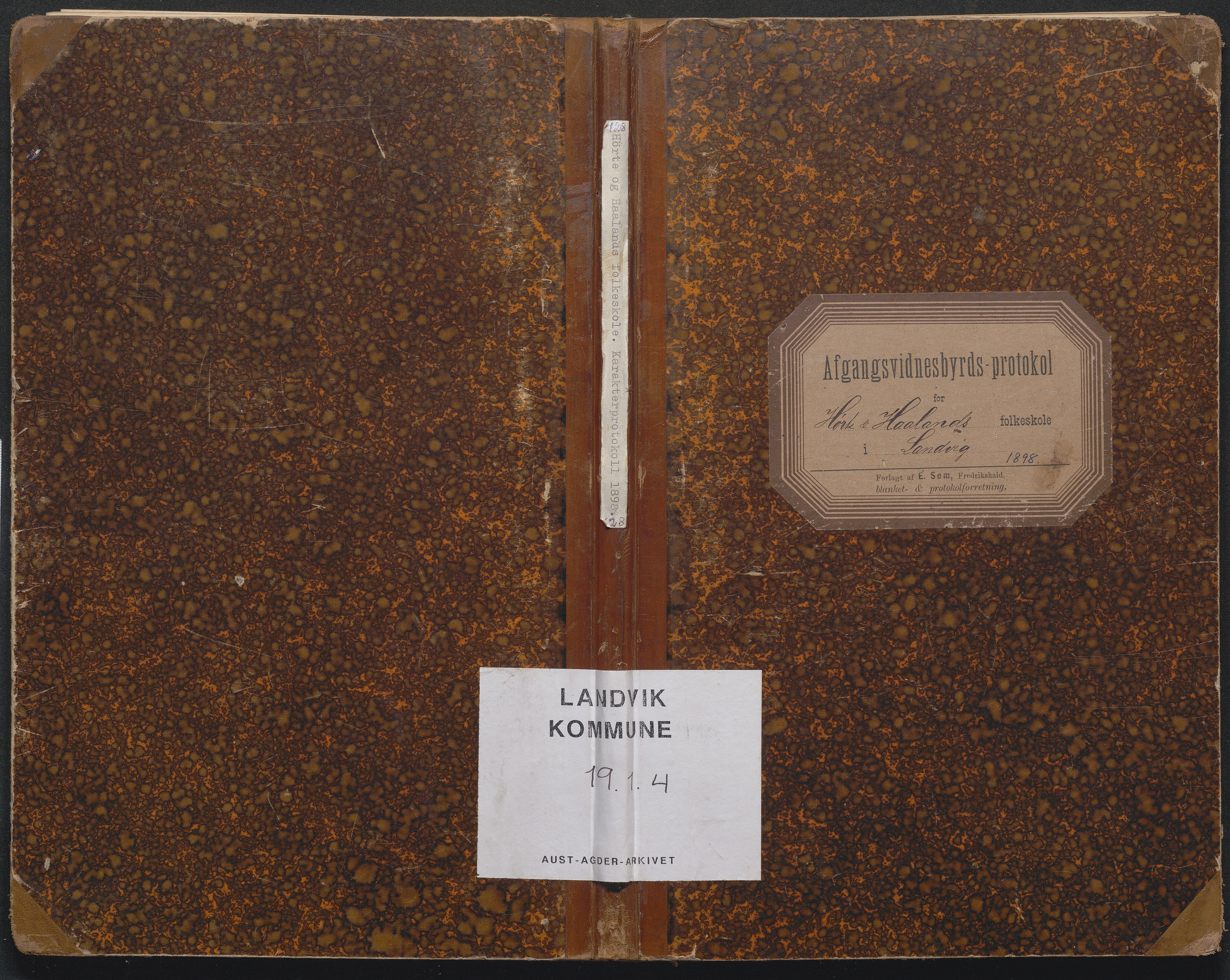 Landvik kommune, AAMA/KA0924-PK/19/L0004: Haaland og Hørte, protokoll avgangsvitnemål , 1898