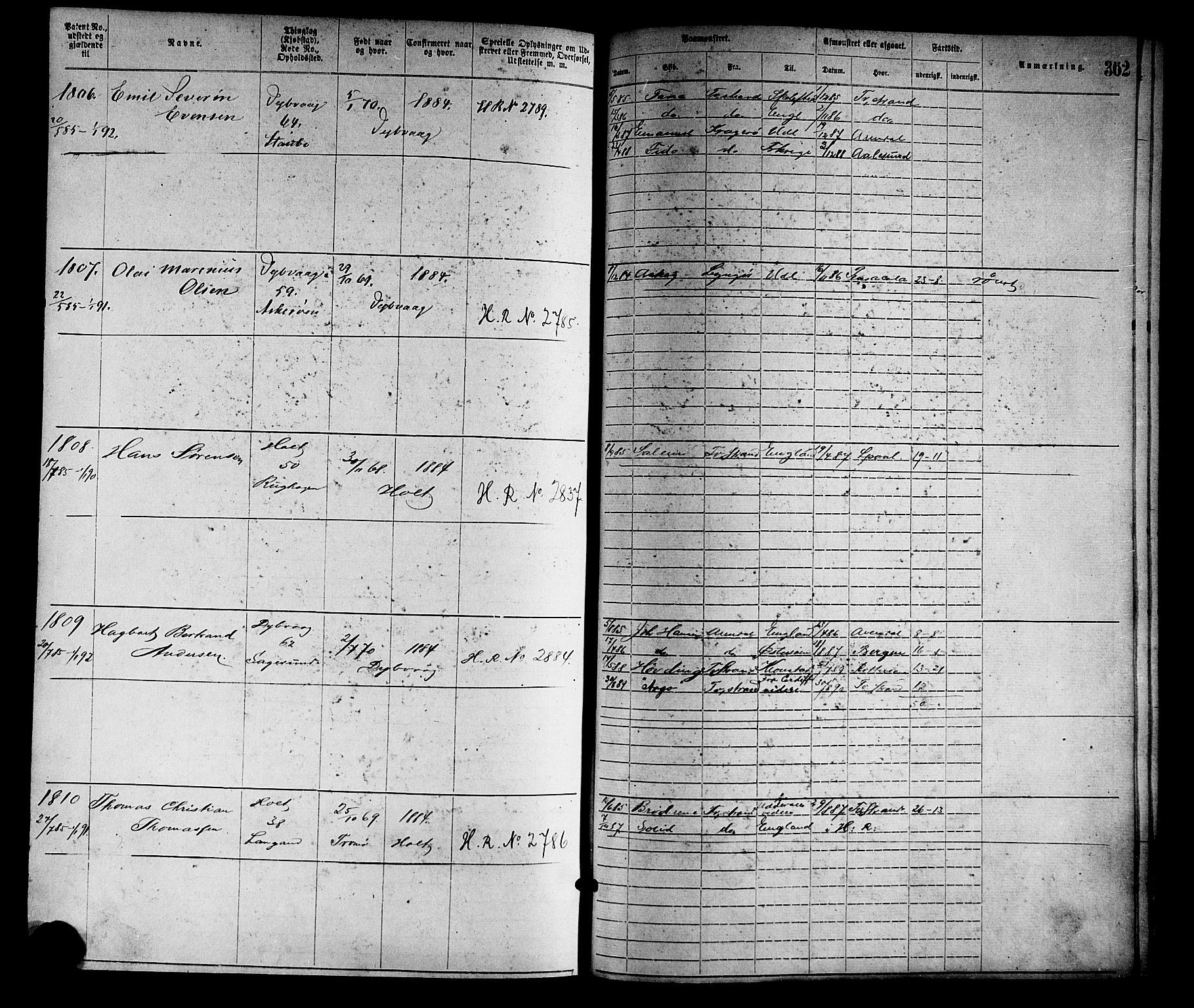 Tvedestrand mønstringskrets, SAK/2031-0011/F/Fa/L0001: Annotasjonsrulle nr 1-1905 med register, R-1, 1866-1886, s. 388