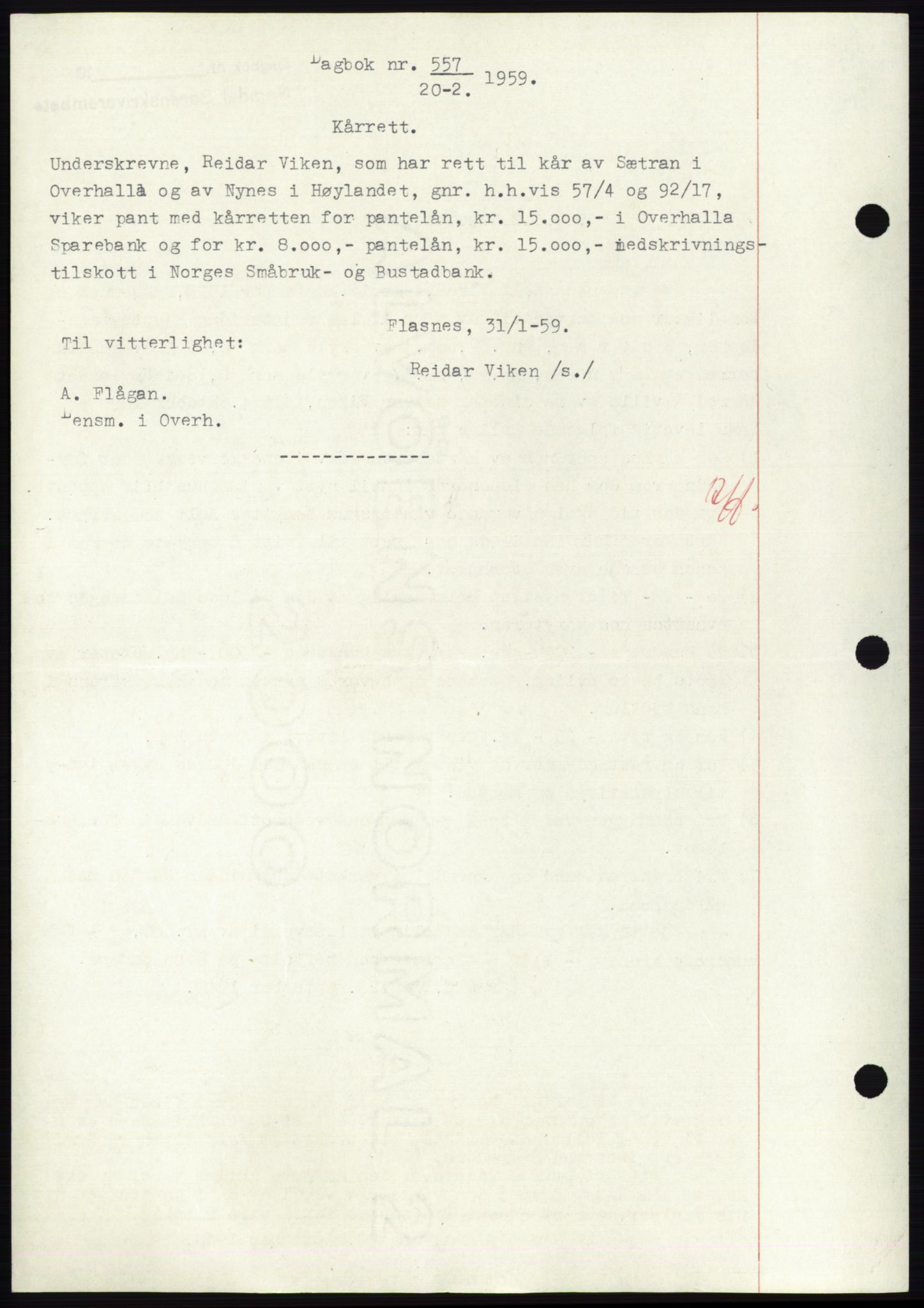 Namdal sorenskriveri, SAT/A-4133/1/2/2C: Pantebok nr. -, 1948-1948, Dagboknr: 557/1948