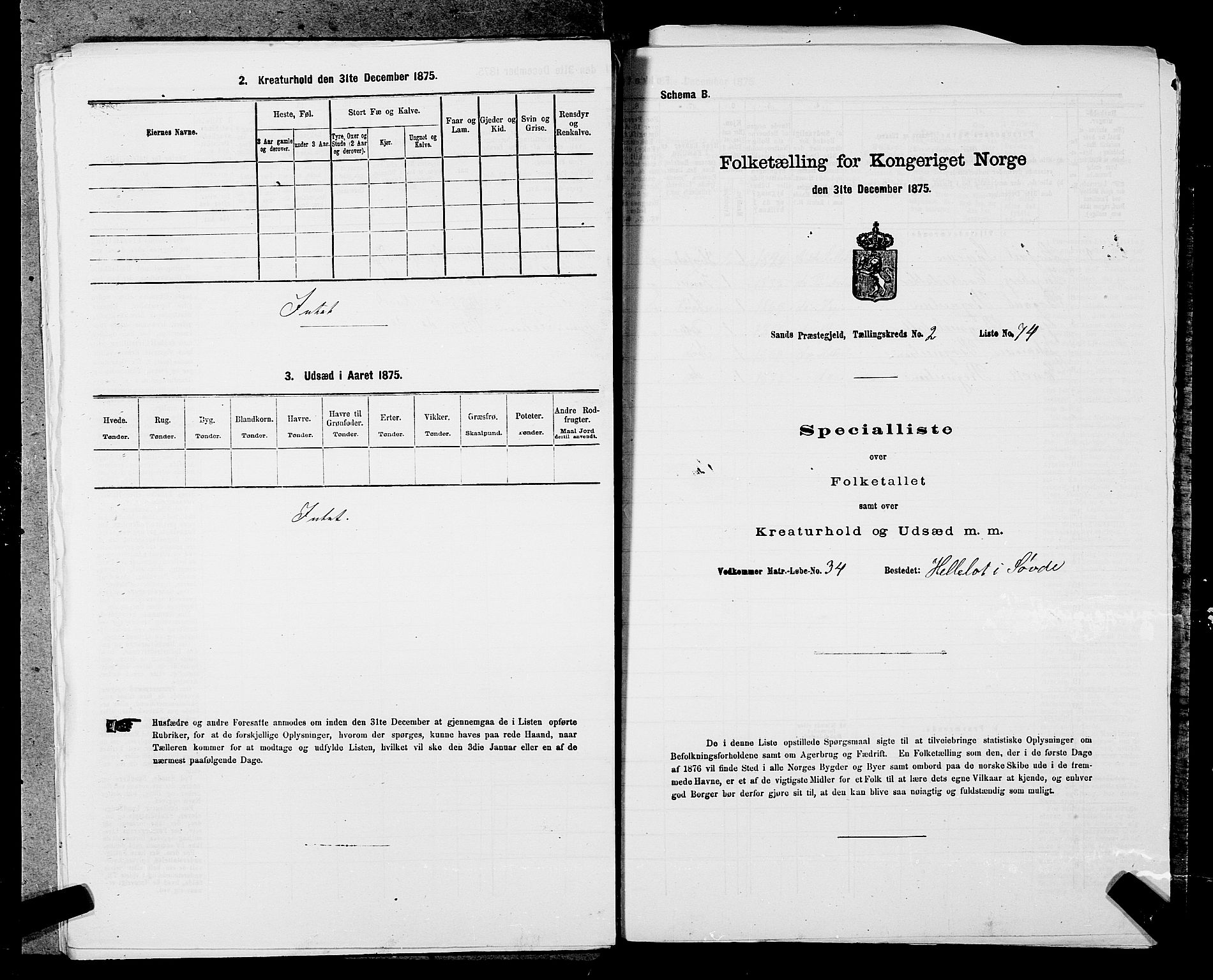 SAST, Folketelling 1875 for 1136P Sand prestegjeld, 1875, s. 997