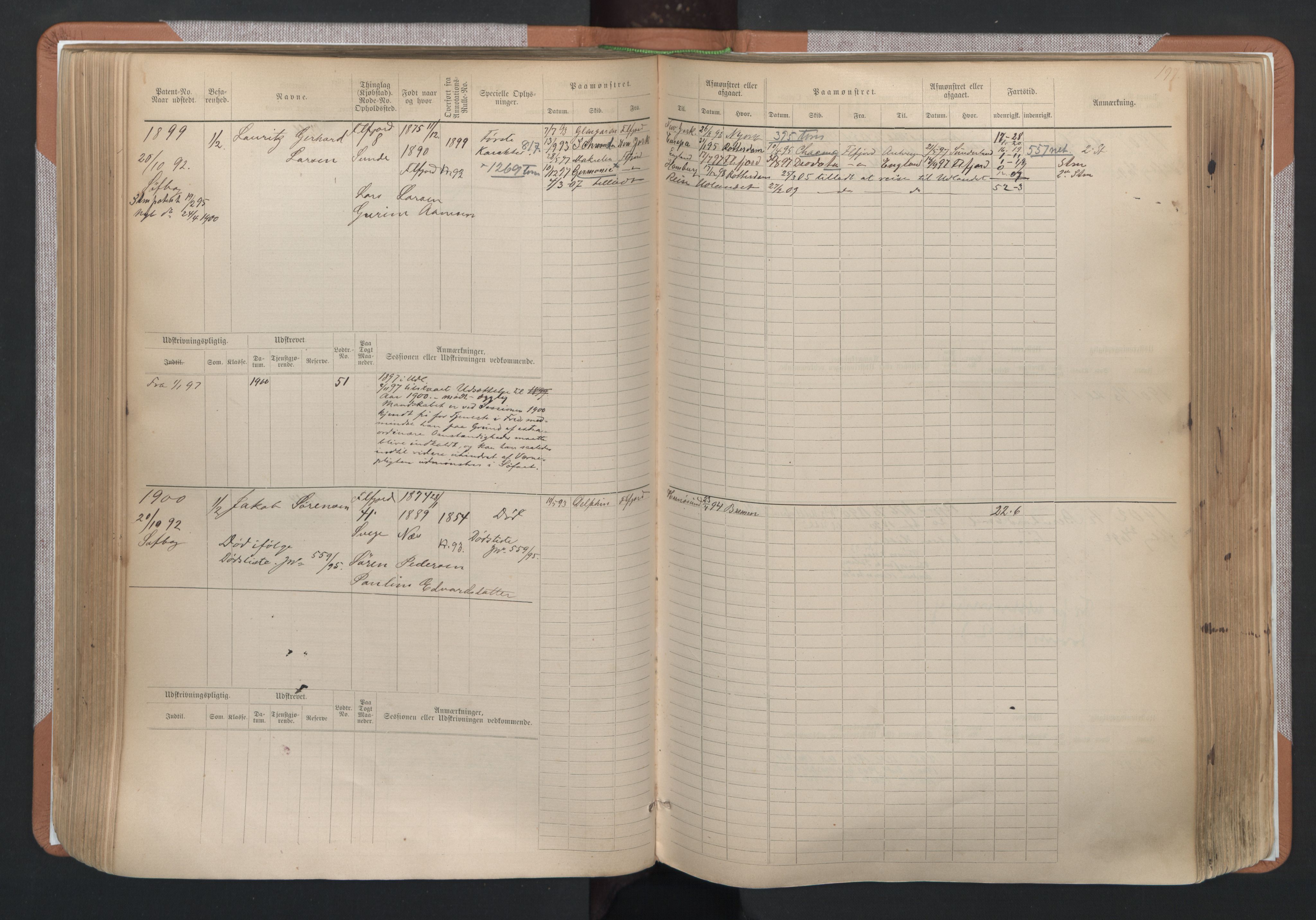 Flekkefjord mønstringskrets, SAK/2031-0018/F/Fb/L0003: Hovedrulle nr 1515-2326, N-6, 1885-1934, s. 199