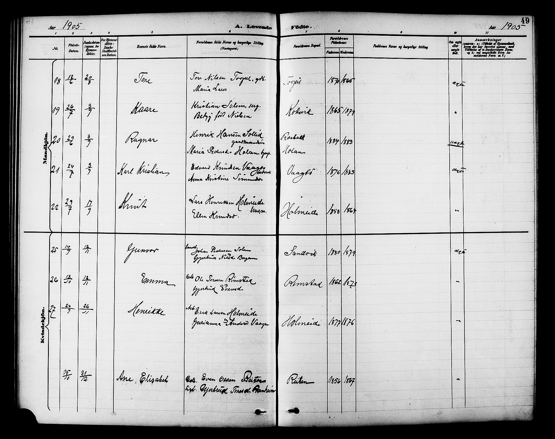 Ministerialprotokoller, klokkerbøker og fødselsregistre - Møre og Romsdal, AV/SAT-A-1454/586/L0992: Klokkerbok nr. 586C03, 1892-1909, s. 49