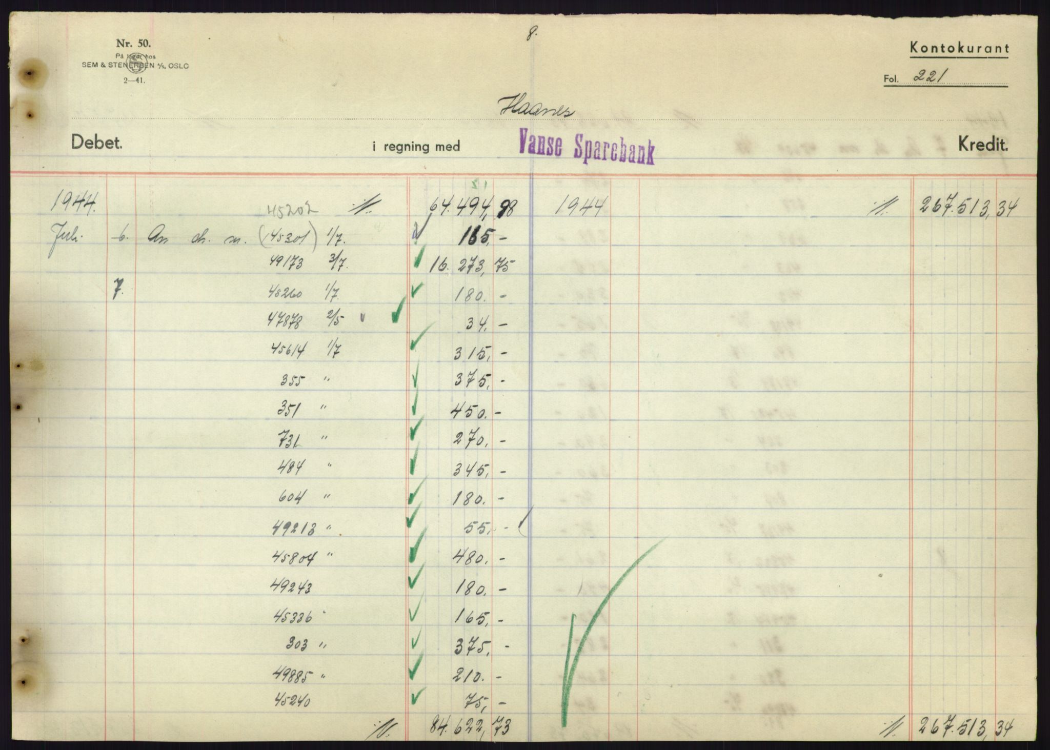 Forsvarsdepartementet, 10. kontor / Oppgjørskontoret, AV/RA-RAFA-1225/D/Db/L0180: Lista oppgjørskontor, 1942-1952, s. 2205