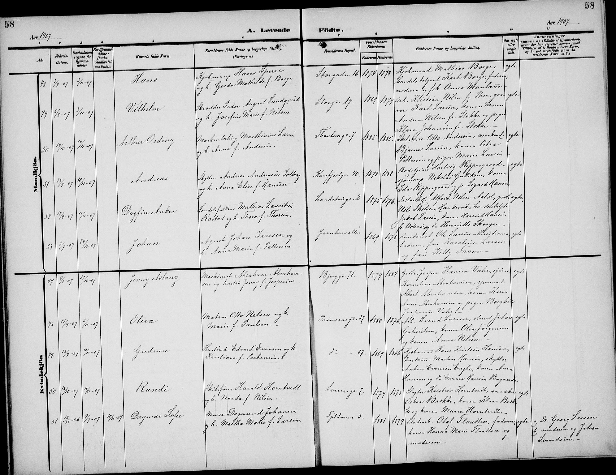 Sandefjord kirkebøker, AV/SAKO-A-315/G/Ga/L0003: Klokkerbok nr. 3, 1903-1920, s. 58