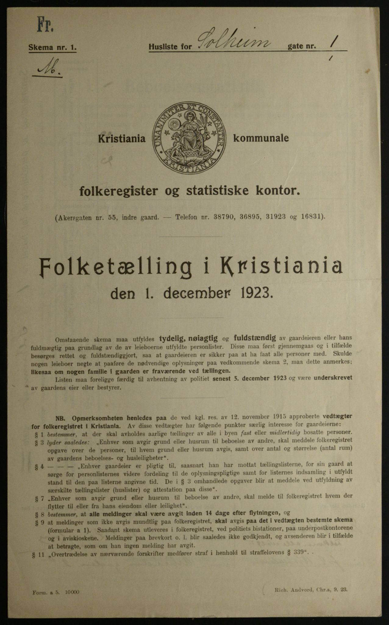 OBA, Kommunal folketelling 1.12.1923 for Kristiania, 1923, s. 109649