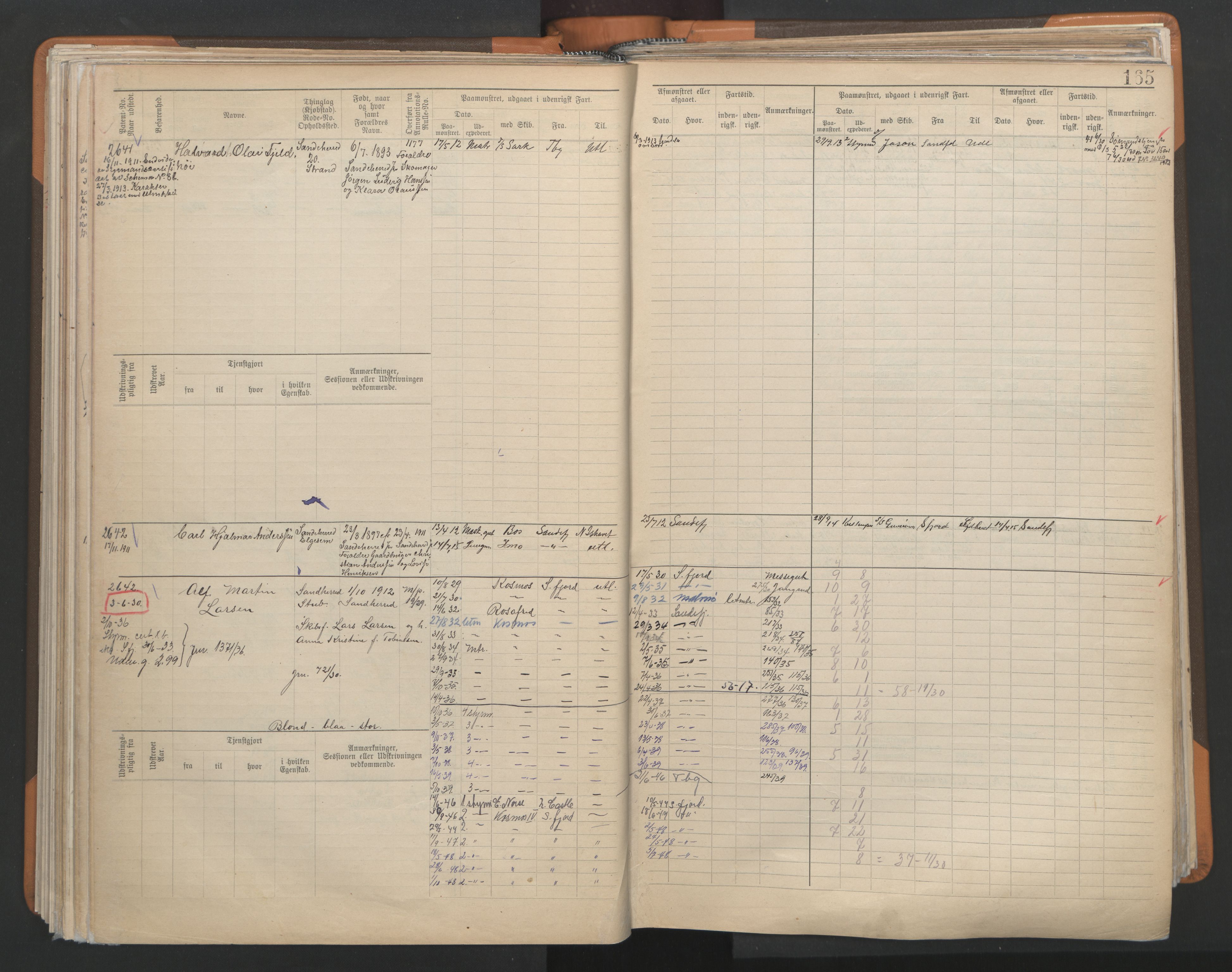 Sandefjord innrulleringskontor, AV/SAKO-A-788/F/Fb/L0009: Hovedrulle, 1897, s. 165