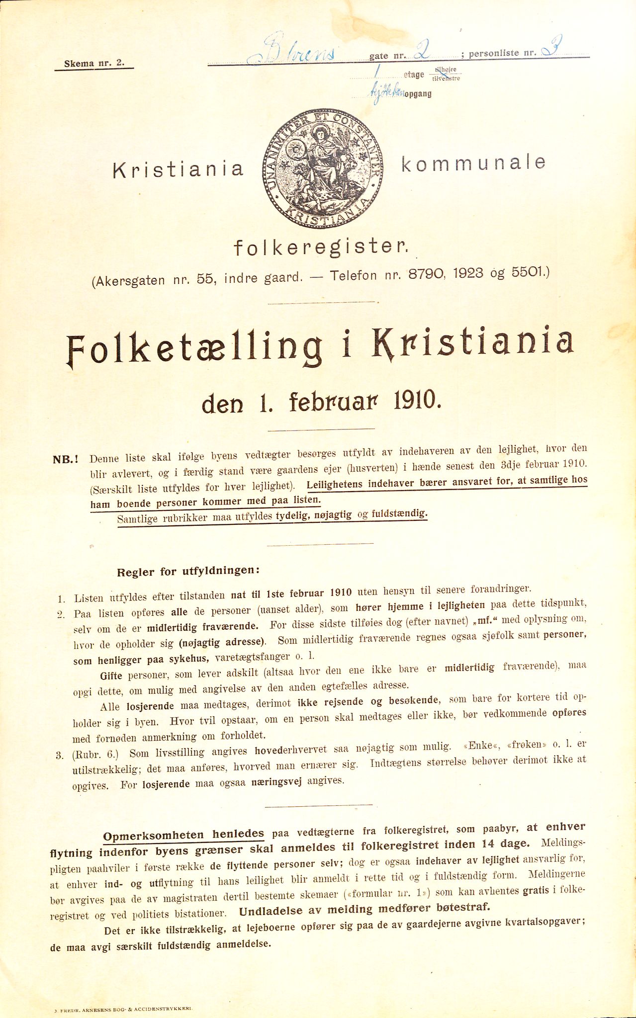 OBA, Kommunal folketelling 1.2.1910 for Kristiania, 1910, s. 3225