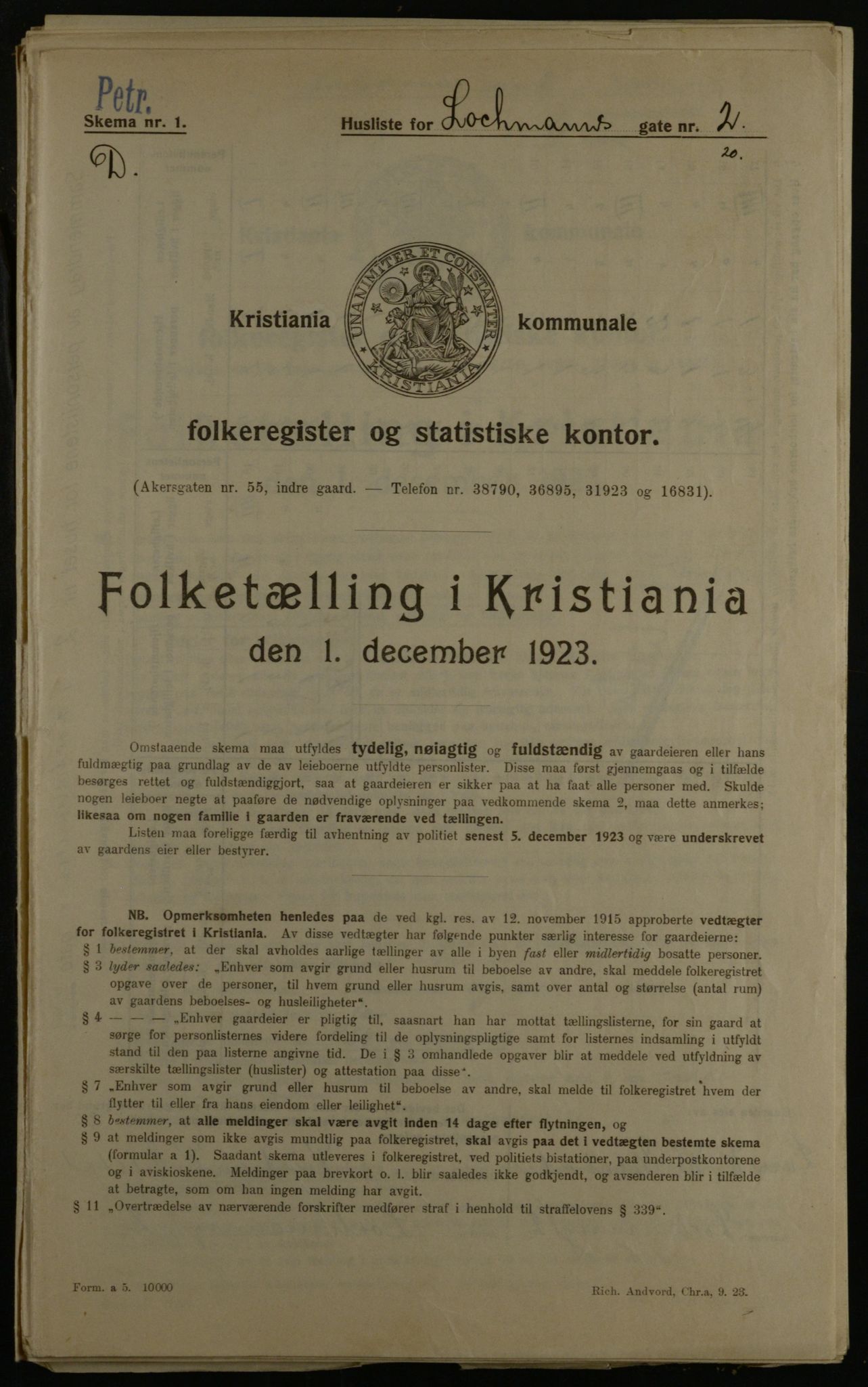 OBA, Kommunal folketelling 1.12.1923 for Kristiania, 1923, s. 64744