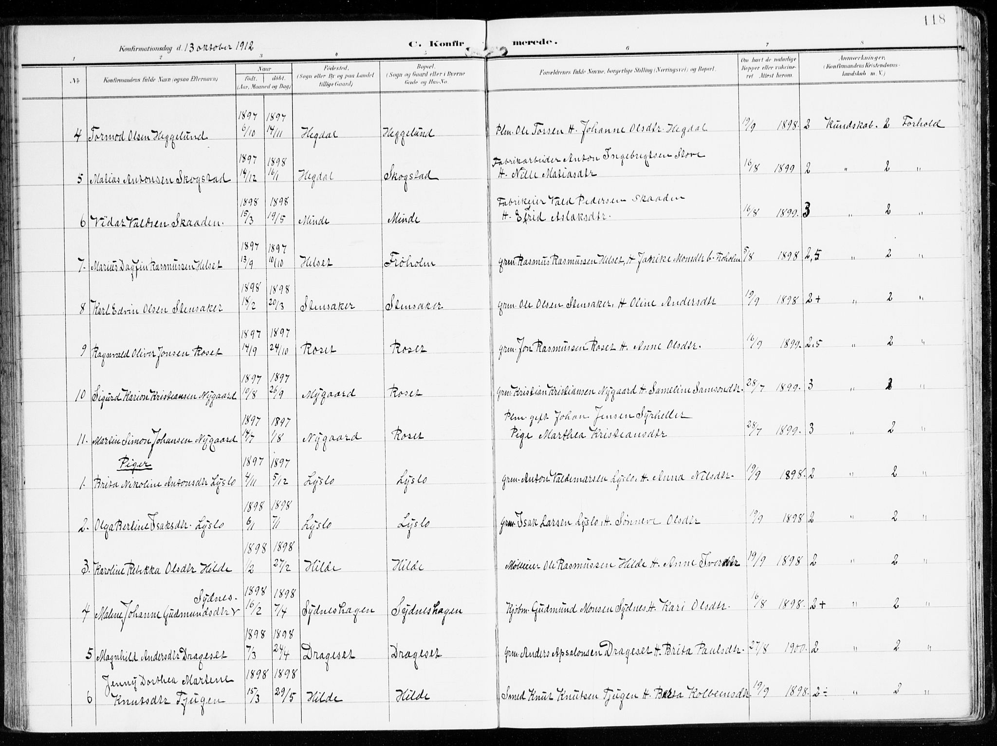 Innvik sokneprestembete, AV/SAB-A-80501: Ministerialbok nr. B 2, 1903-1929, s. 118