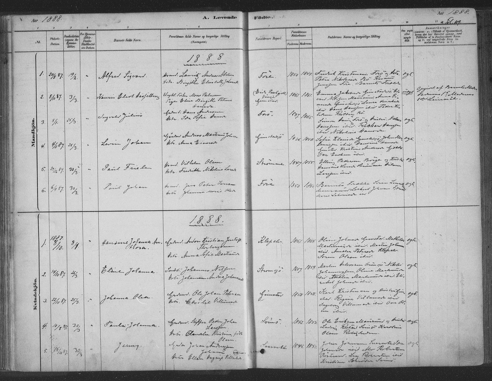 Ministerialprotokoller, klokkerbøker og fødselsregistre - Nordland, SAT/A-1459/891/L1302: Ministerialbok nr. 891A07, 1878-1895, s. 109