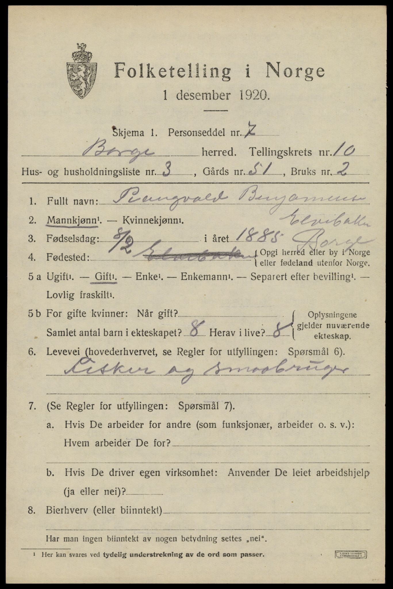 SAT, Folketelling 1920 for 1862 Borge herred, 1920, s. 8713