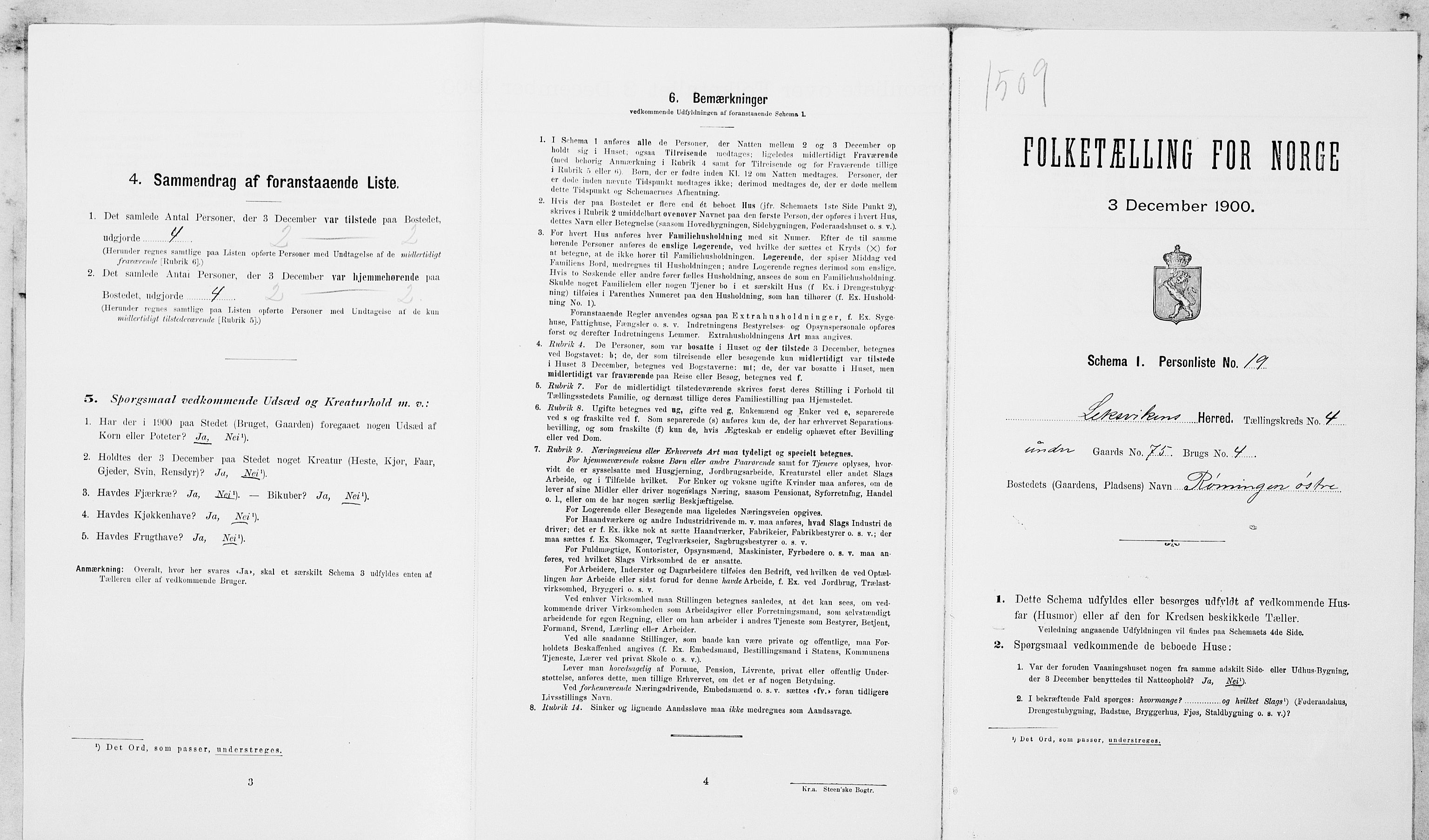SAT, Folketelling 1900 for 1718 Leksvik herred, 1900, s. 502