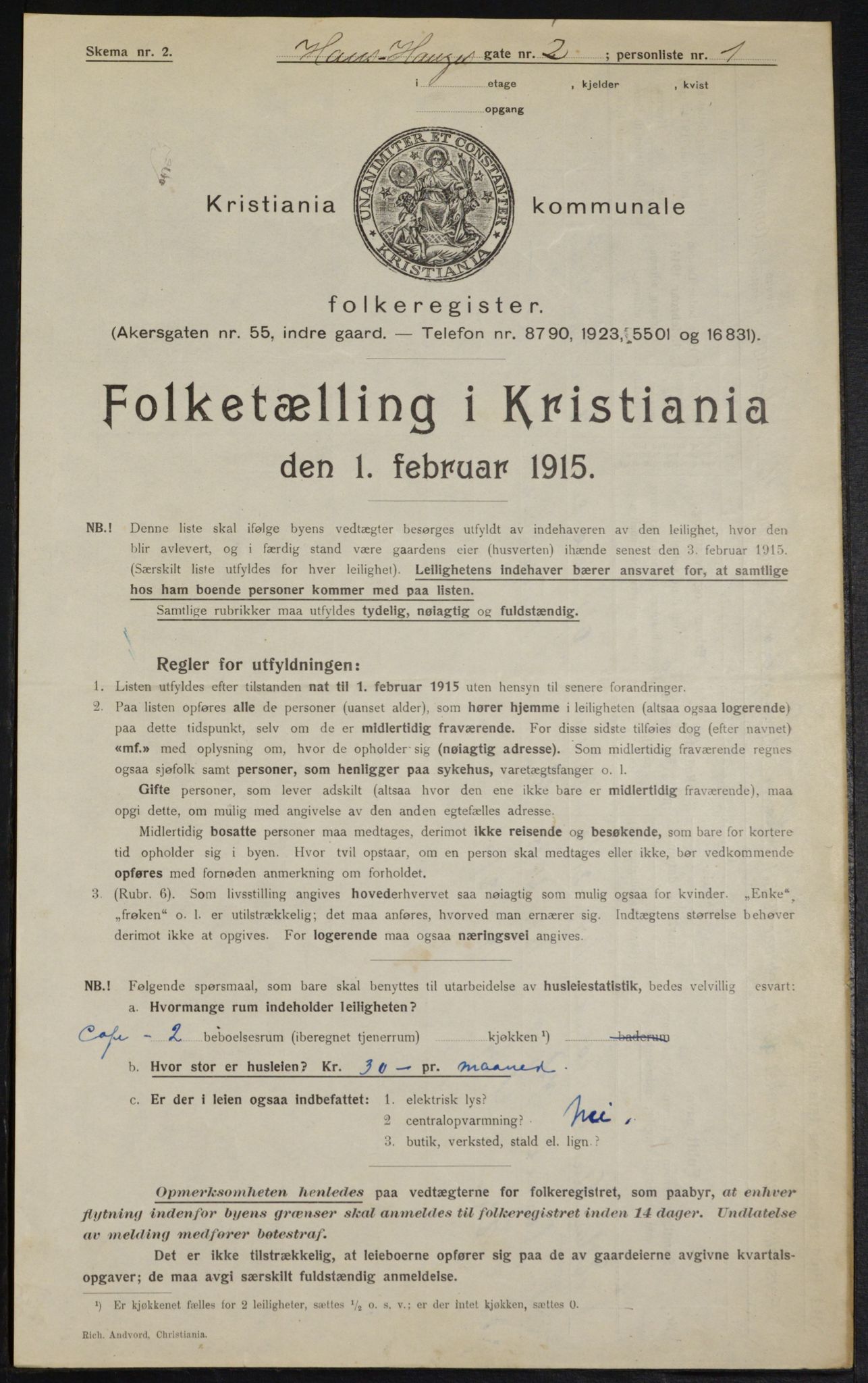 OBA, Kommunal folketelling 1.2.1915 for Kristiania, 1915, s. 34344